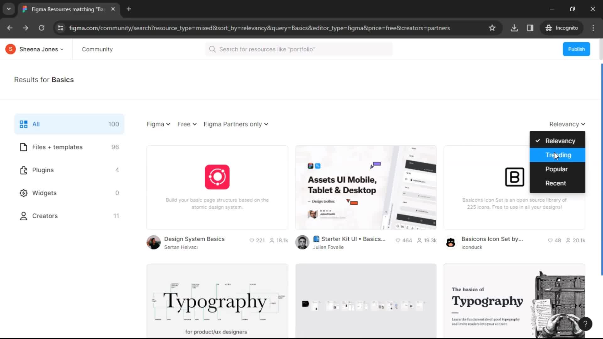 Filtering and sorting screenshot