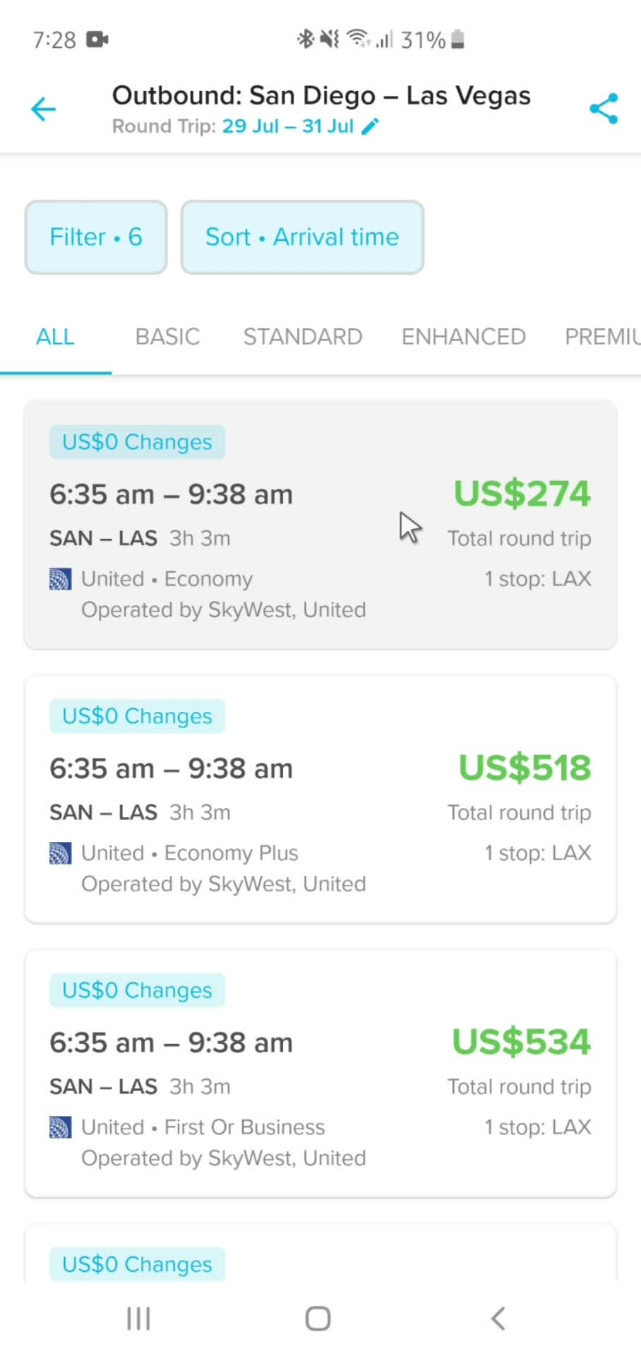 Filtering and sorting screenshot