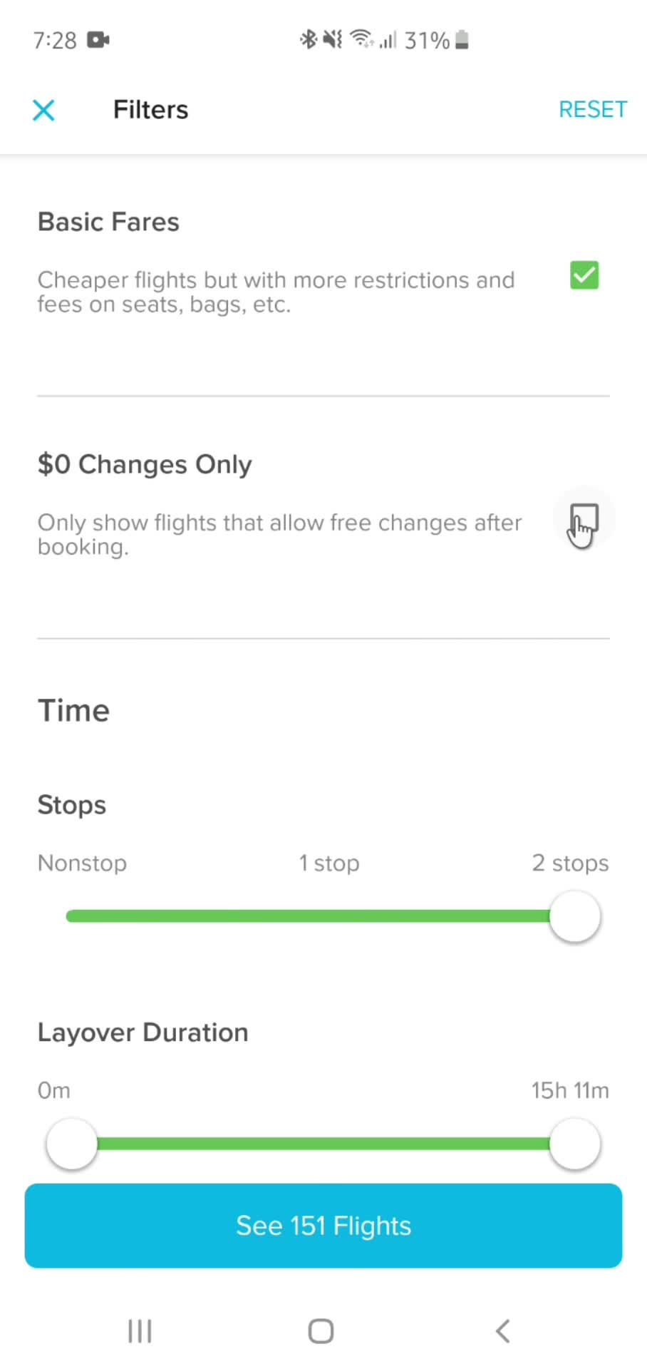 Filtering and sorting screenshot