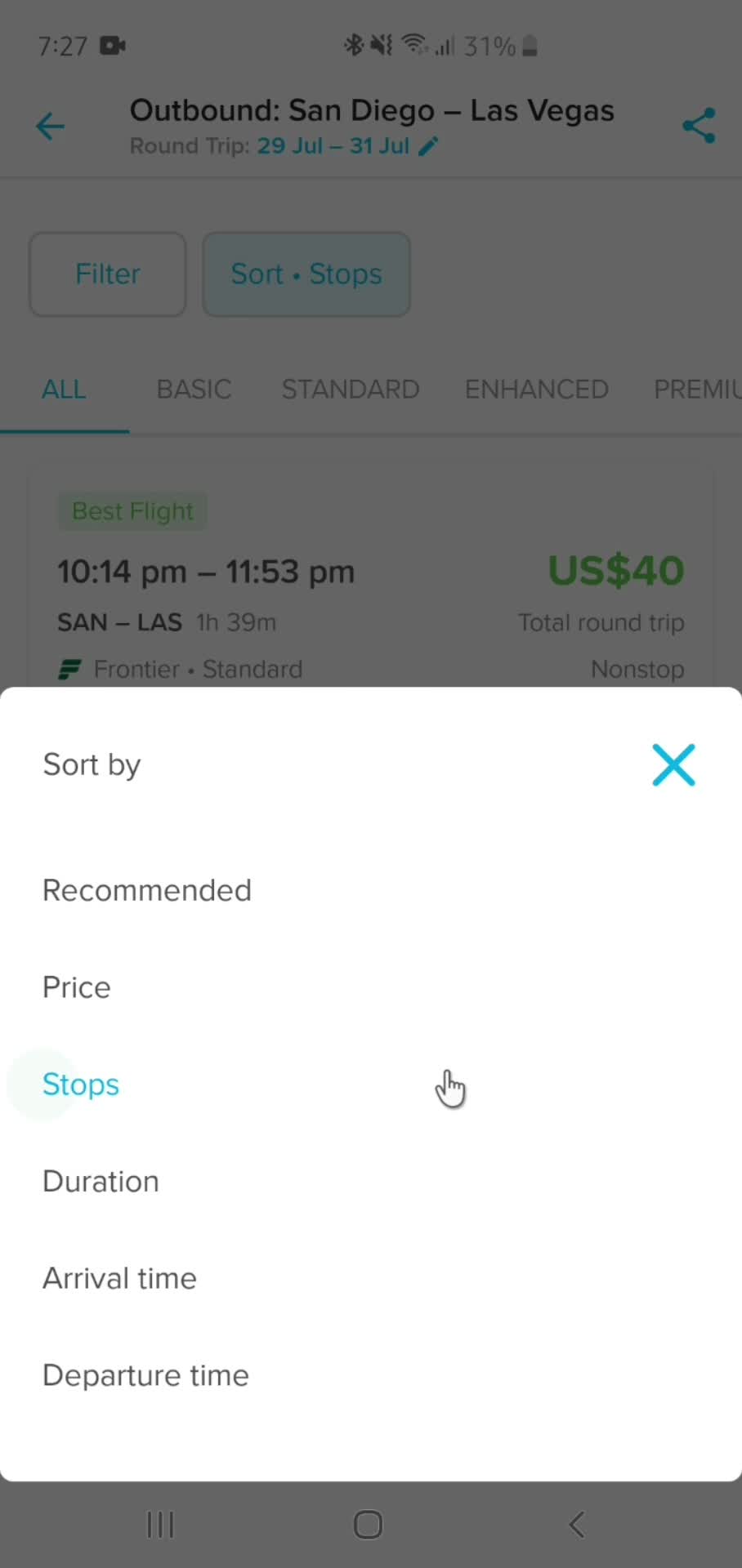Filtering and sorting screenshot
