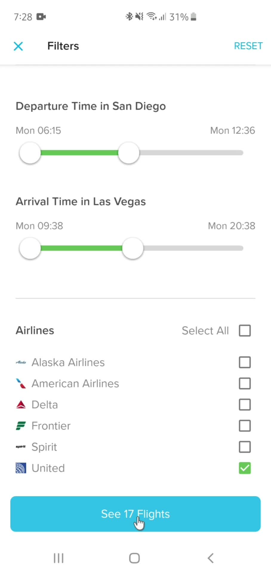 Filtering and sorting screenshot