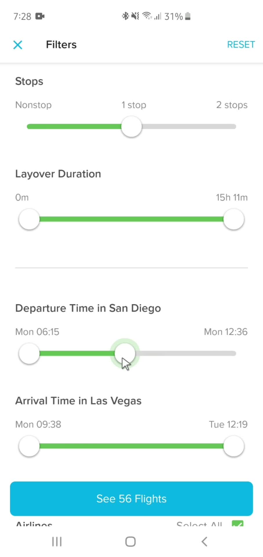 Filtering and sorting screenshot