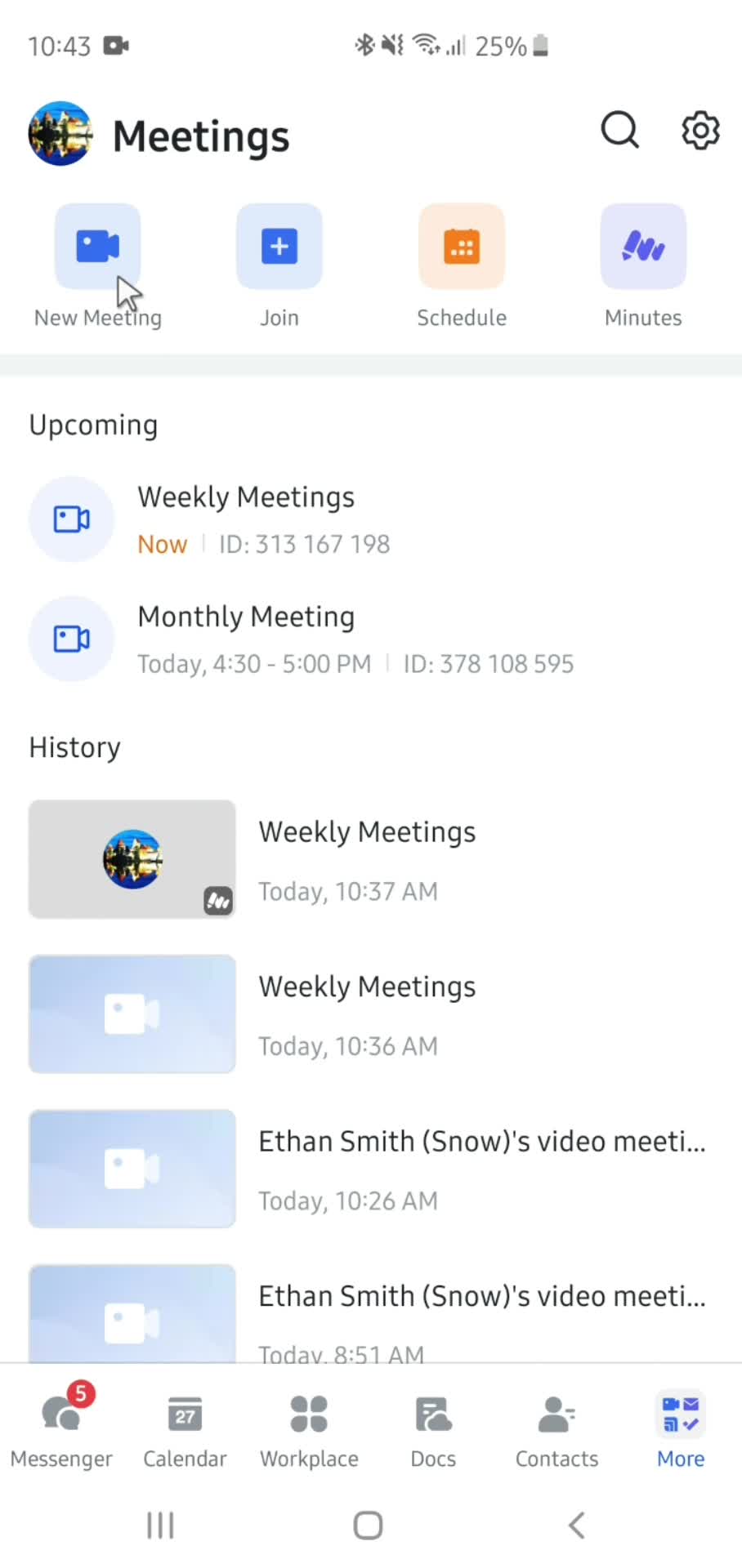 Starting a meeting screenshot