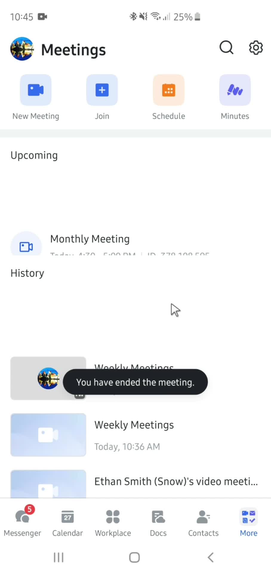 Starting a meeting screenshot