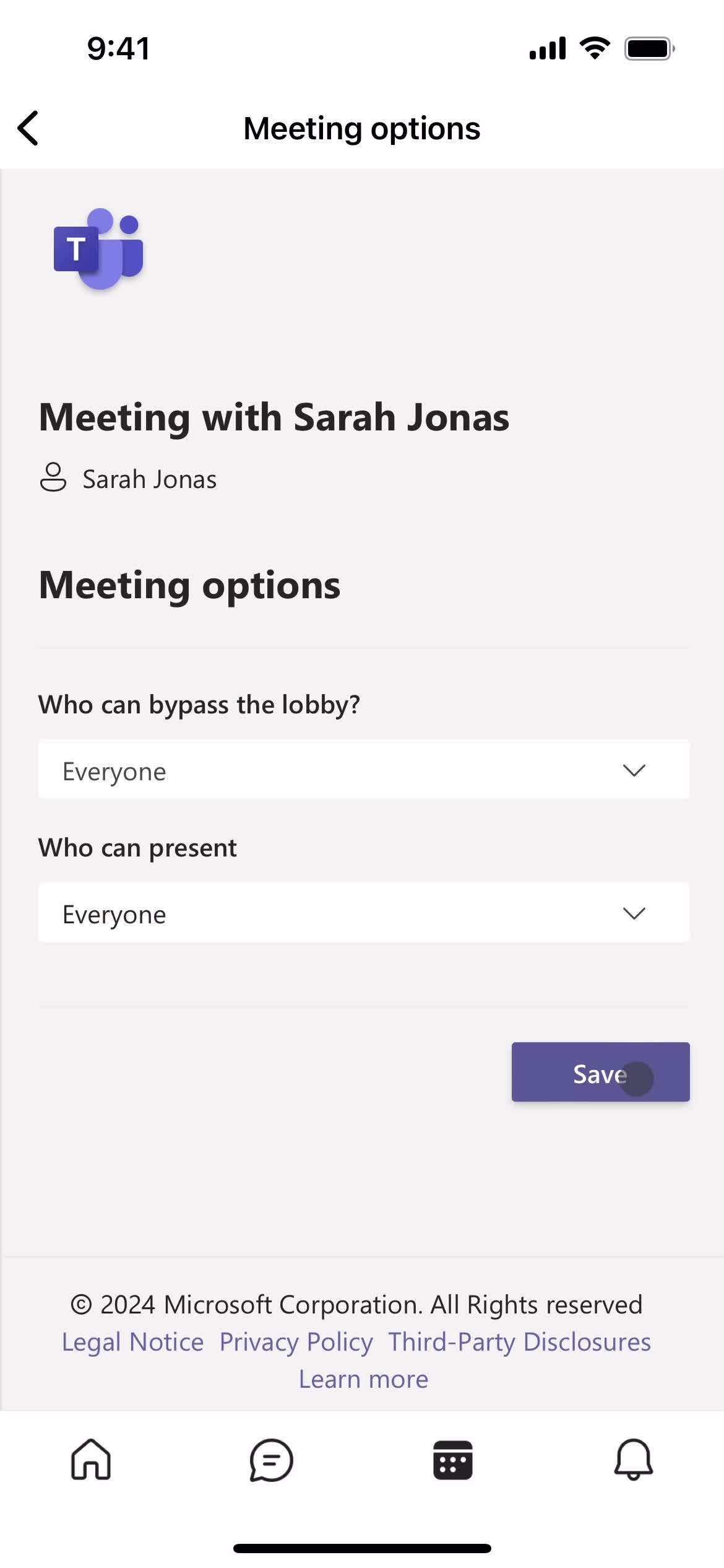 Starting a meeting screenshot