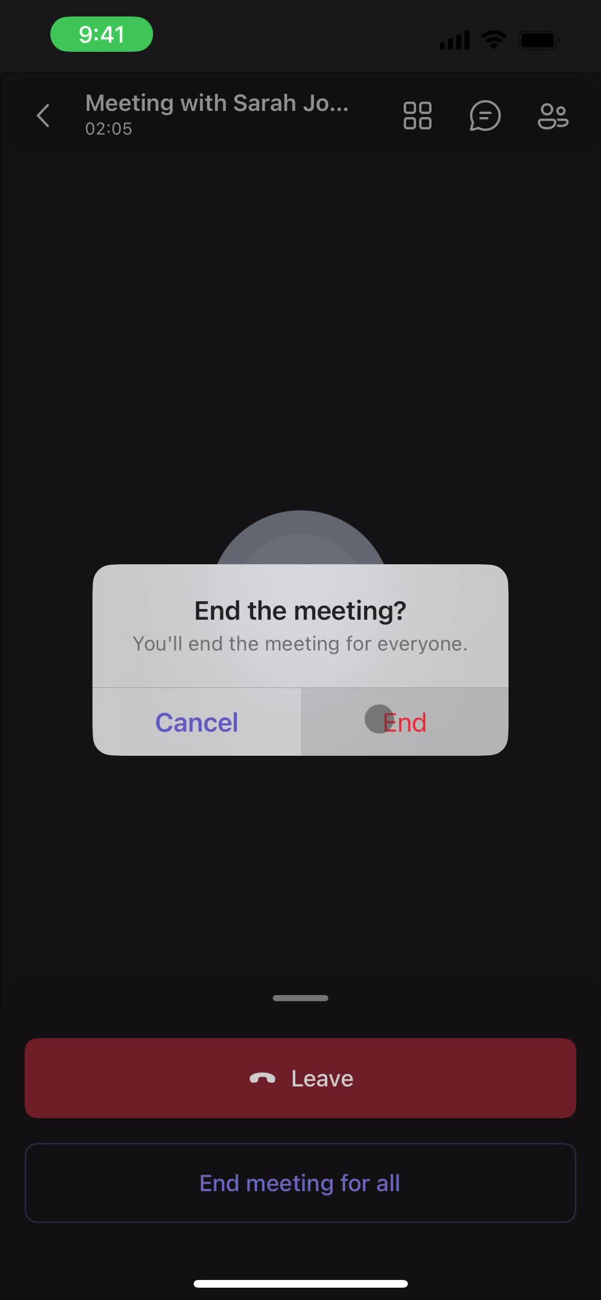 Starting a meeting screenshot