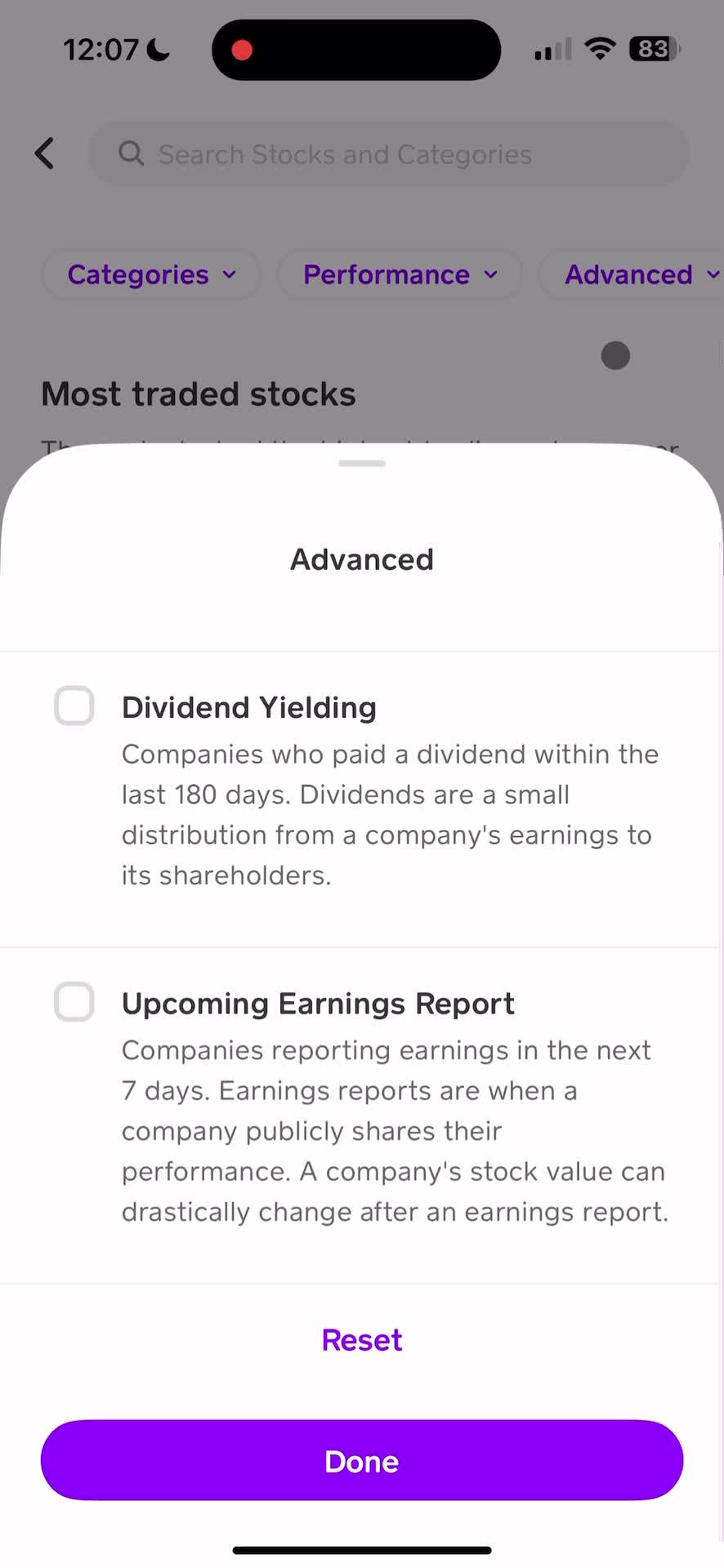 Filtering stocks on Cash App video thumbnail