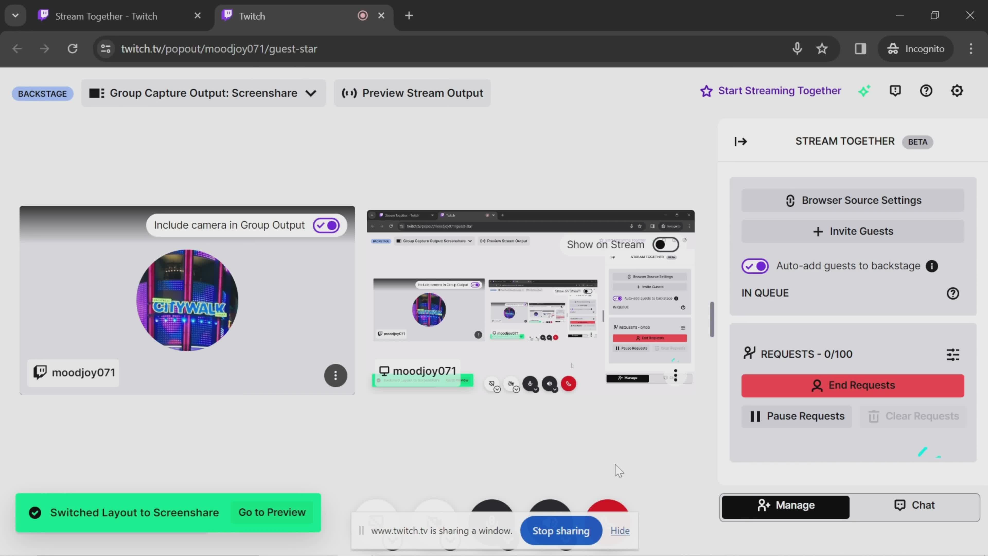 Streaming together screenshot