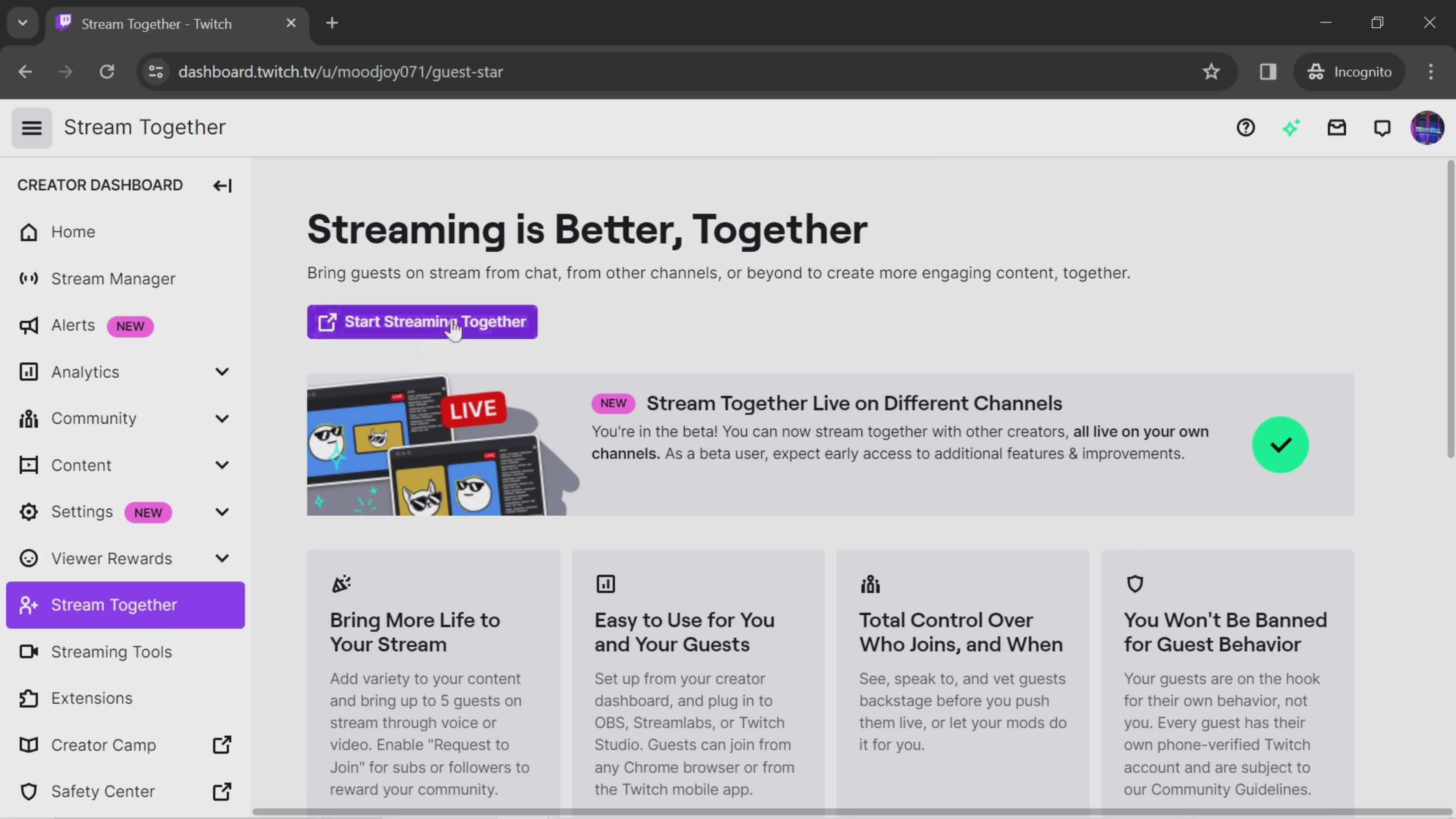 Streaming together screenshot