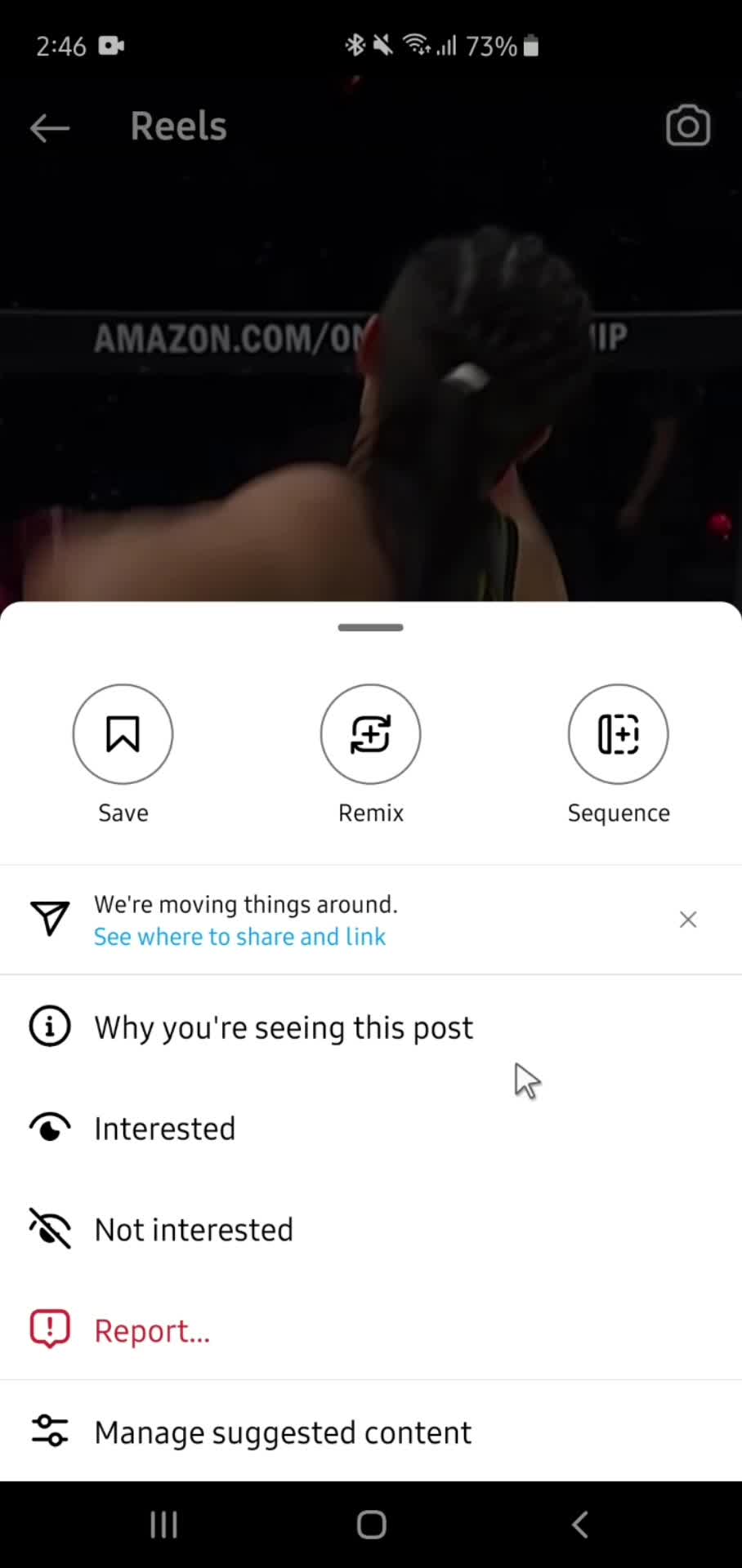 Reporting a post on Instagram video thumbnail