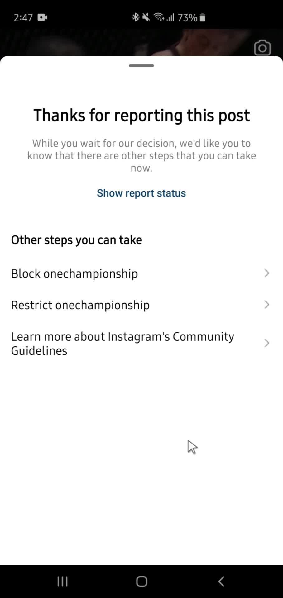 Reporting a post on Instagram video thumbnail