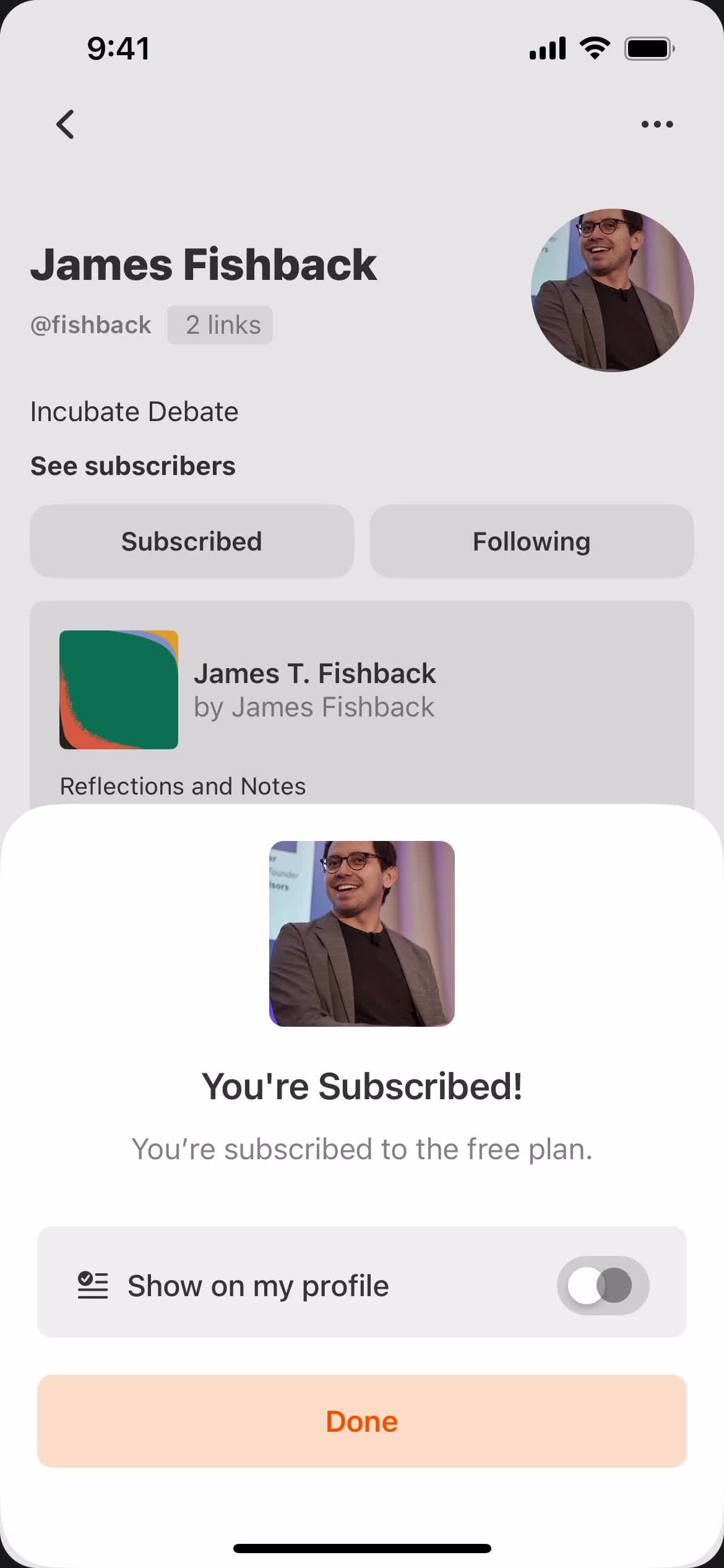 Subscribing screenshot