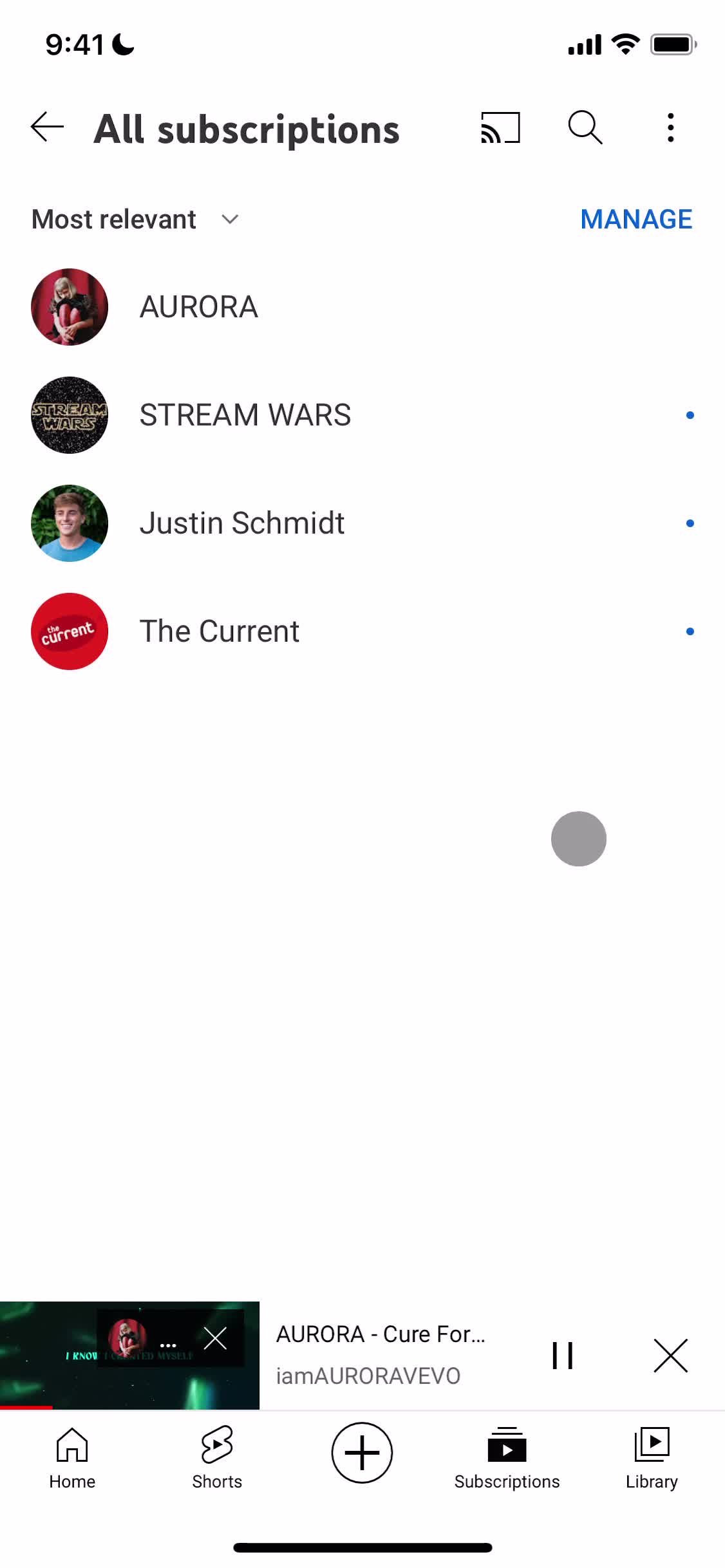 Subscribing to a channel screenshot