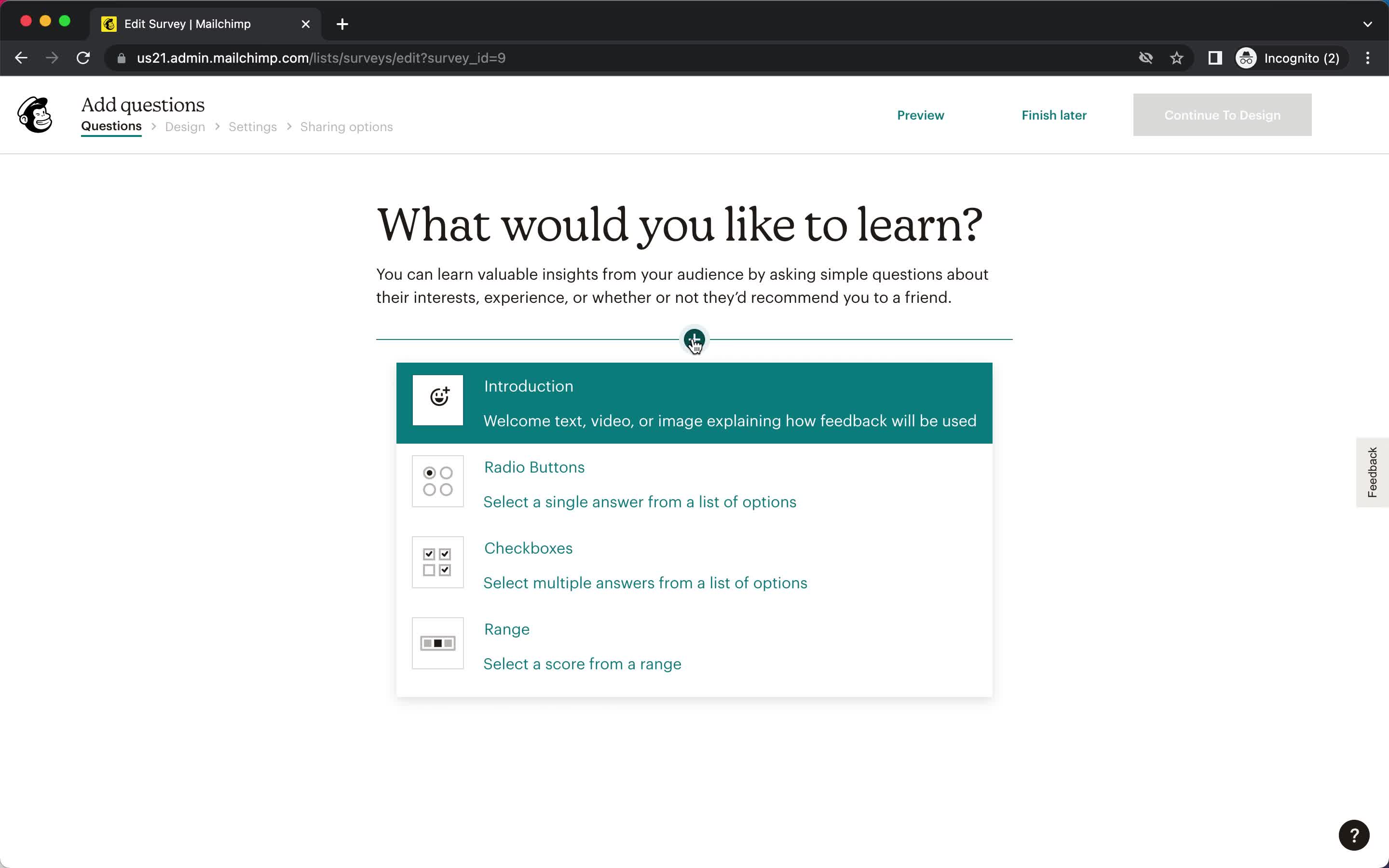 Creating a survey on Mailchimp video thumbnail