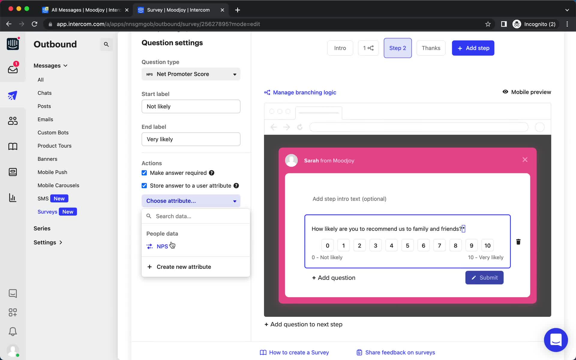 Creating a survey on Intercom video thumbnail