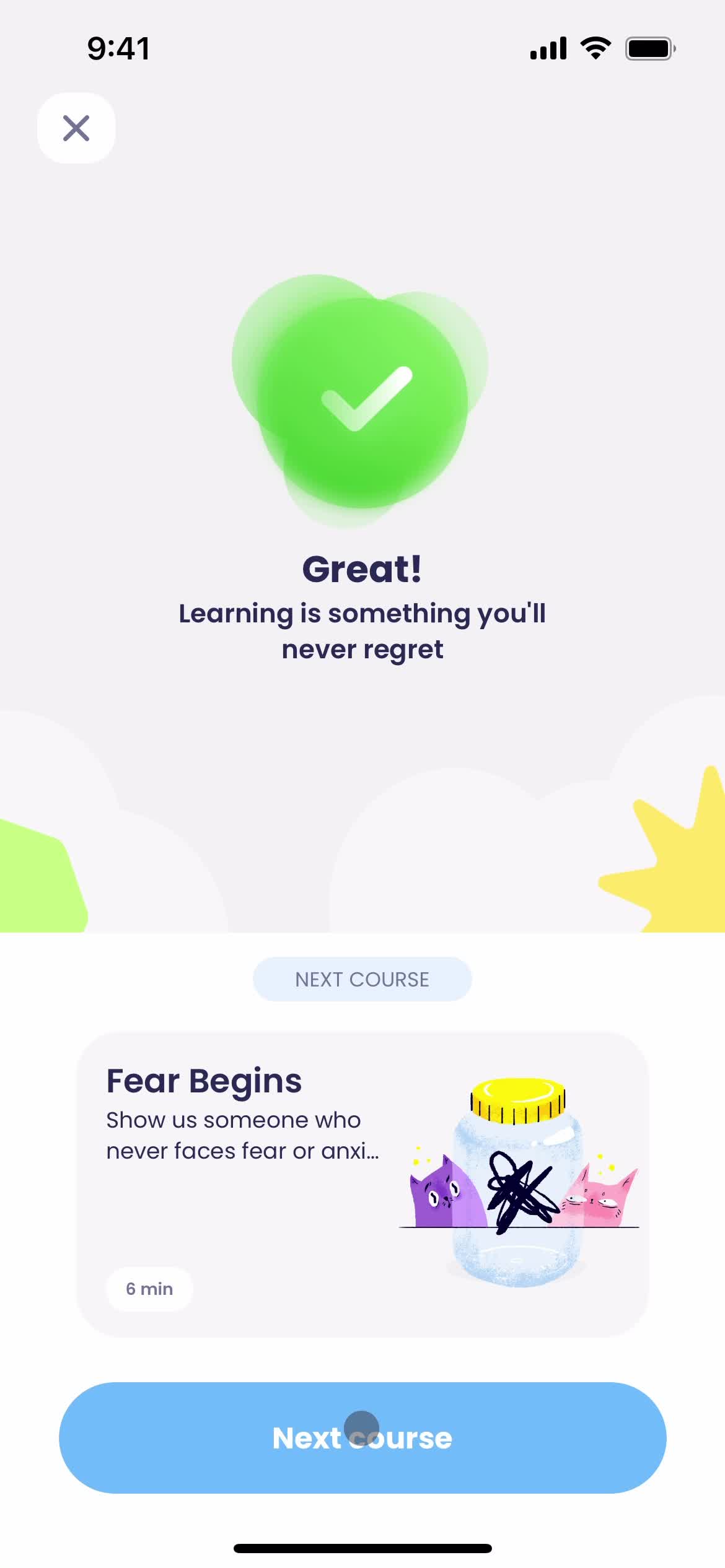 Starting a course screenshot