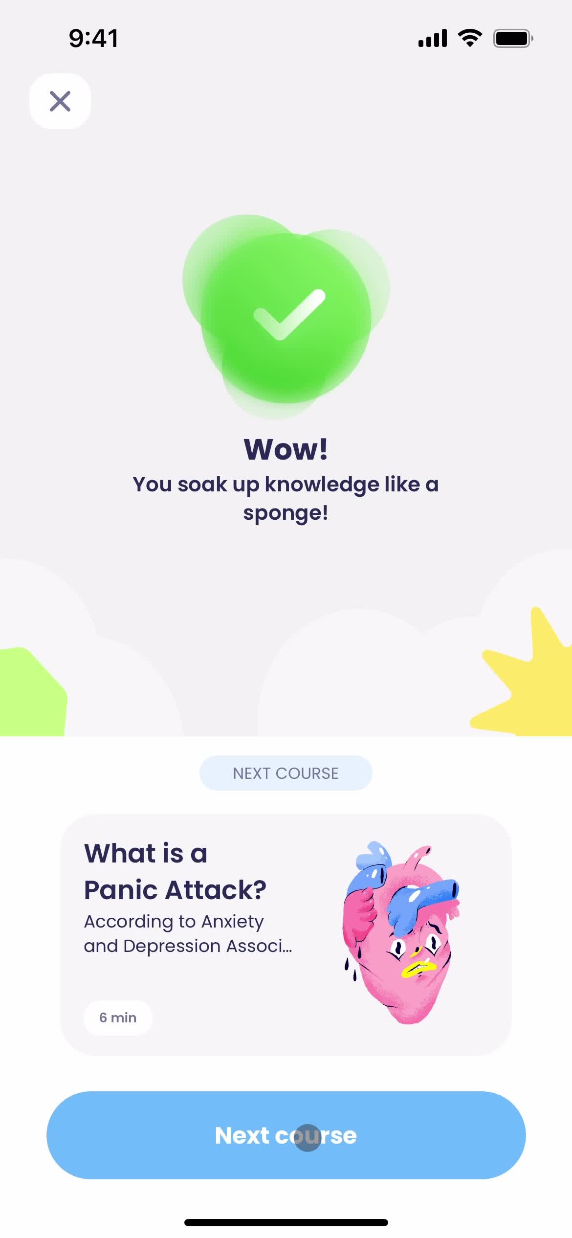 Starting a course screenshot