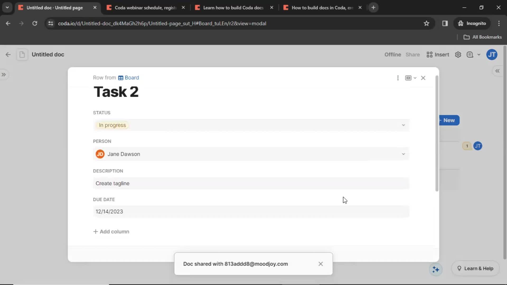 Tasks screenshot