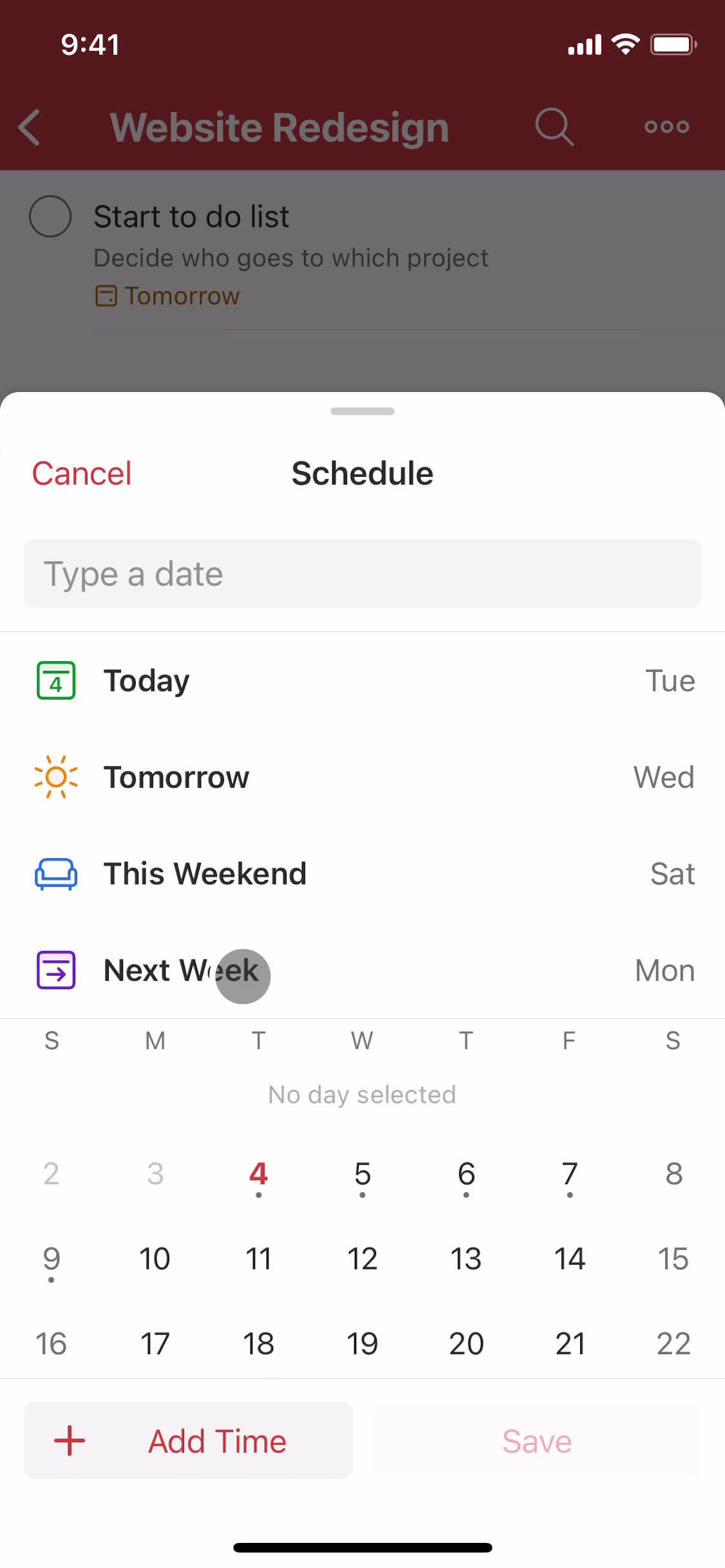 Tasks screenshot