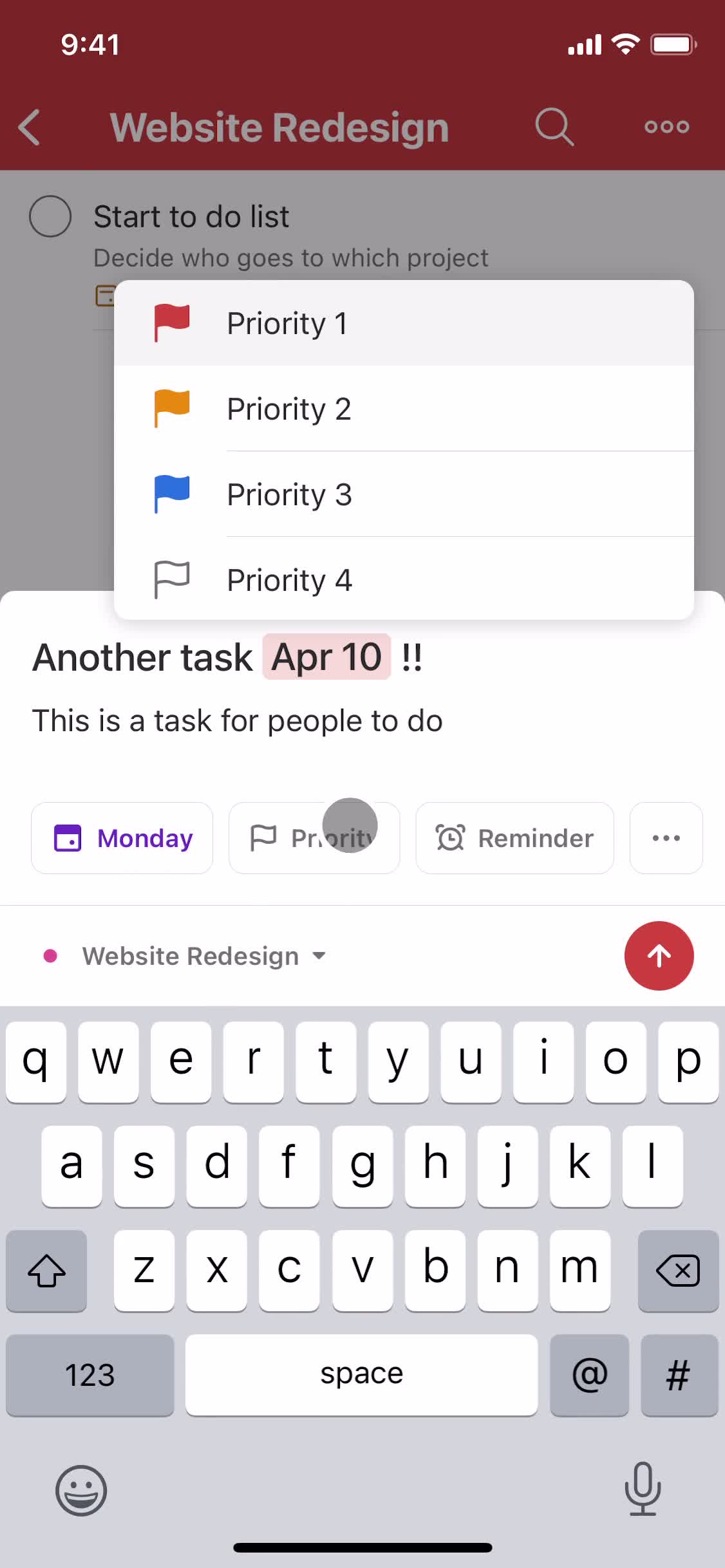 Tasks screenshot