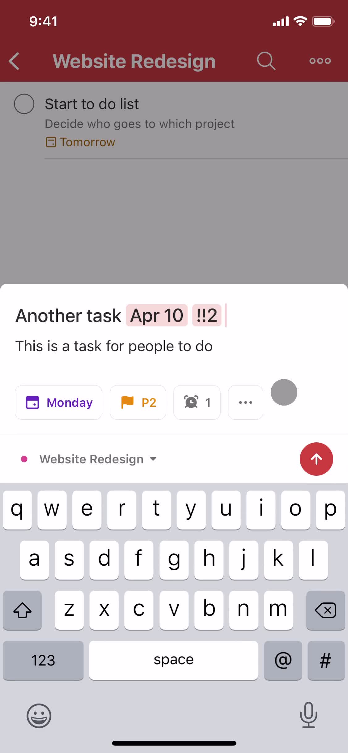 Tasks screenshot