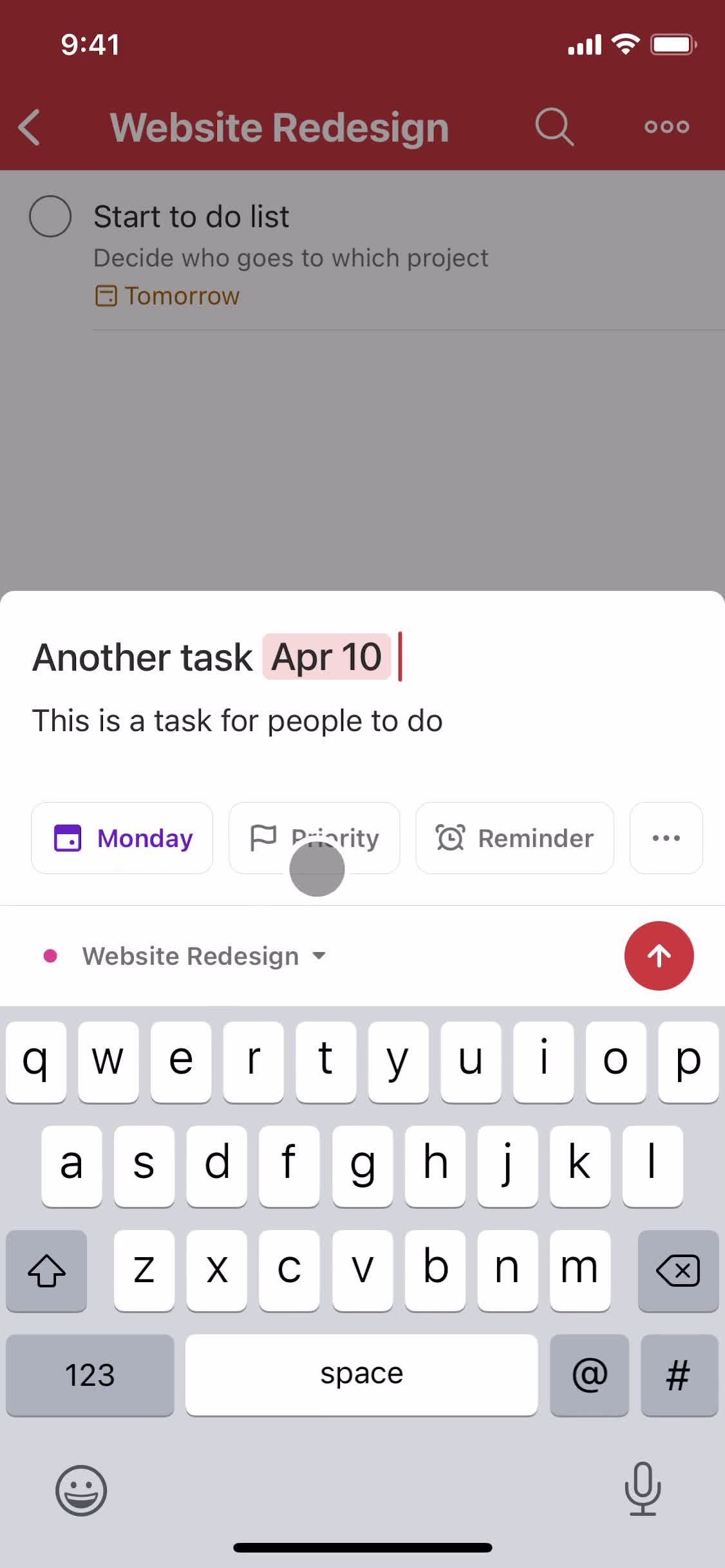 Tasks screenshot