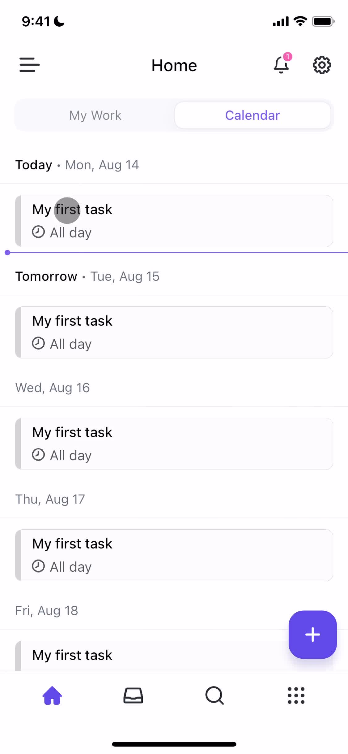 Tasks screenshot