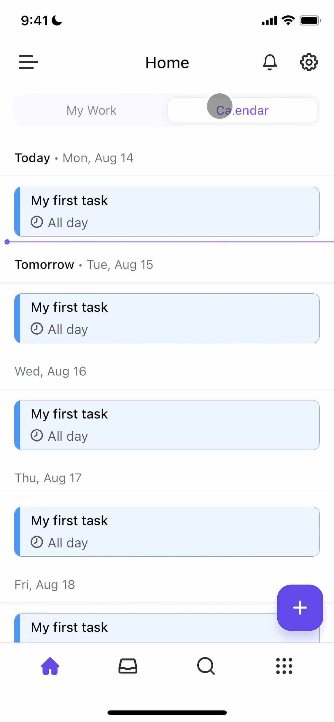 Tasks screenshot