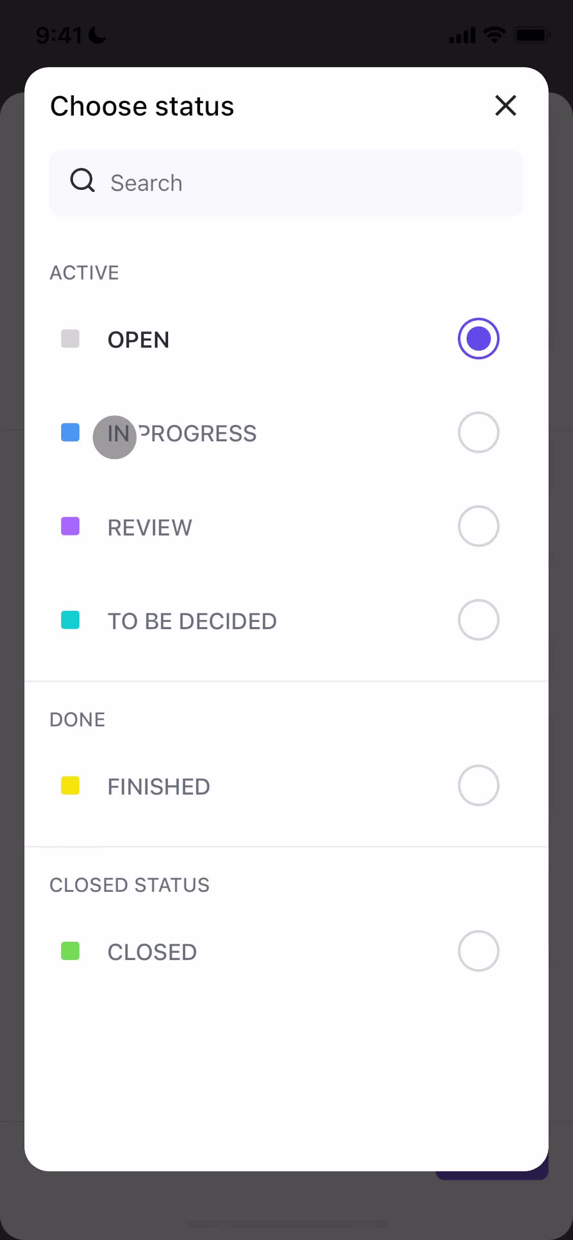 Tasks screenshot