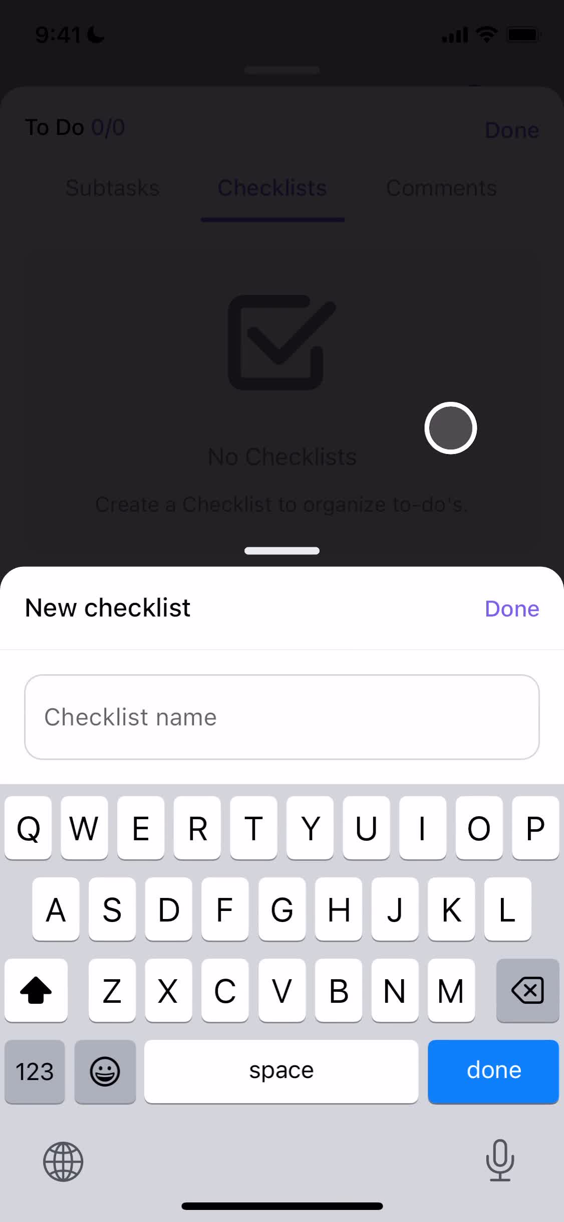 Tasks screenshot