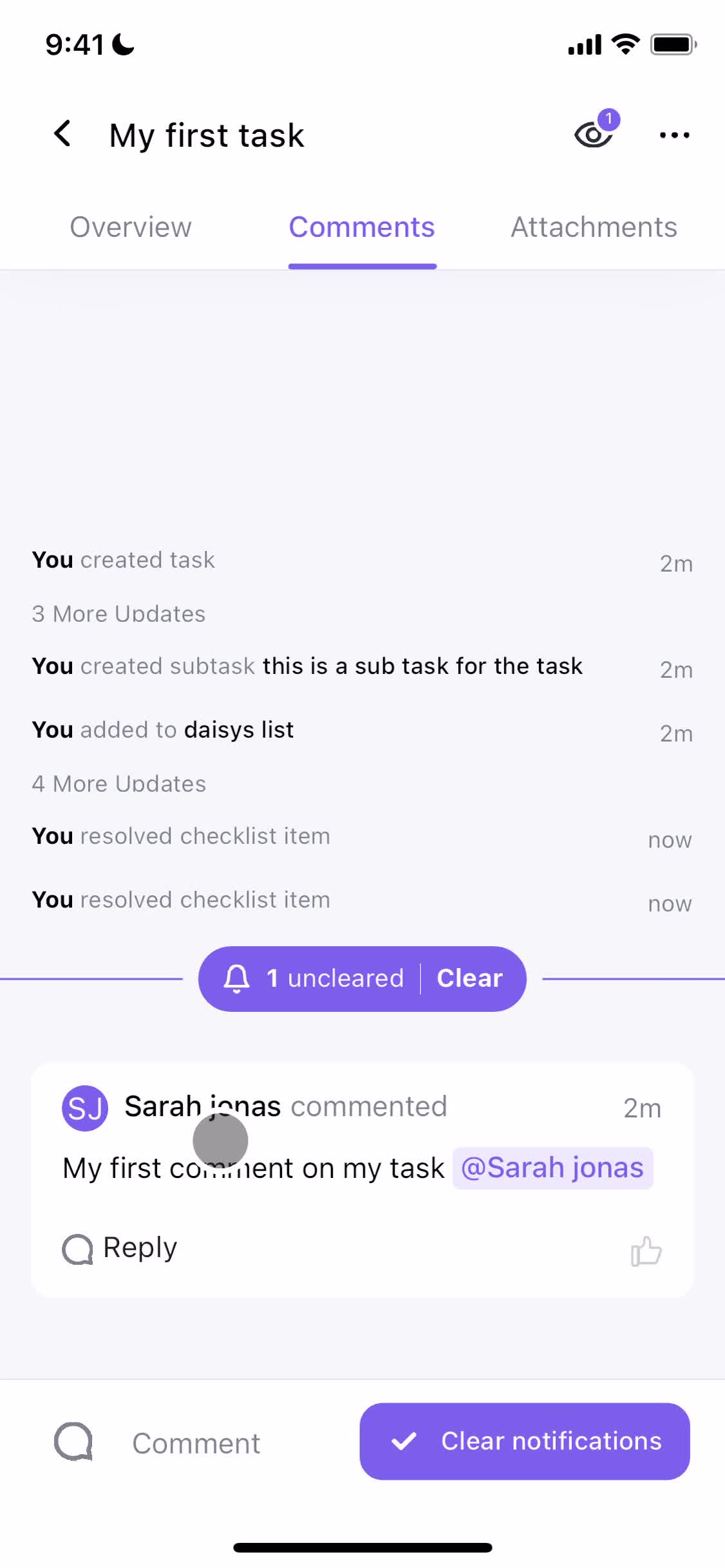 Tasks screenshot