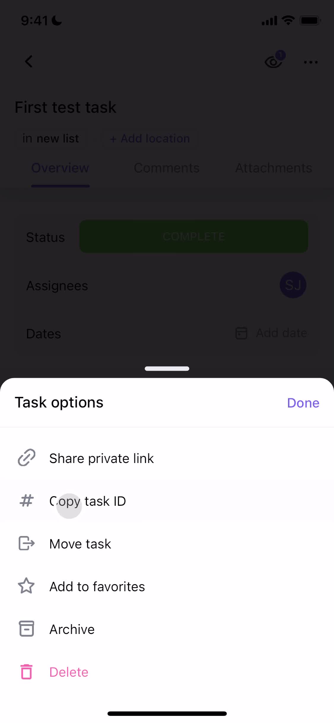 Tasks screenshot