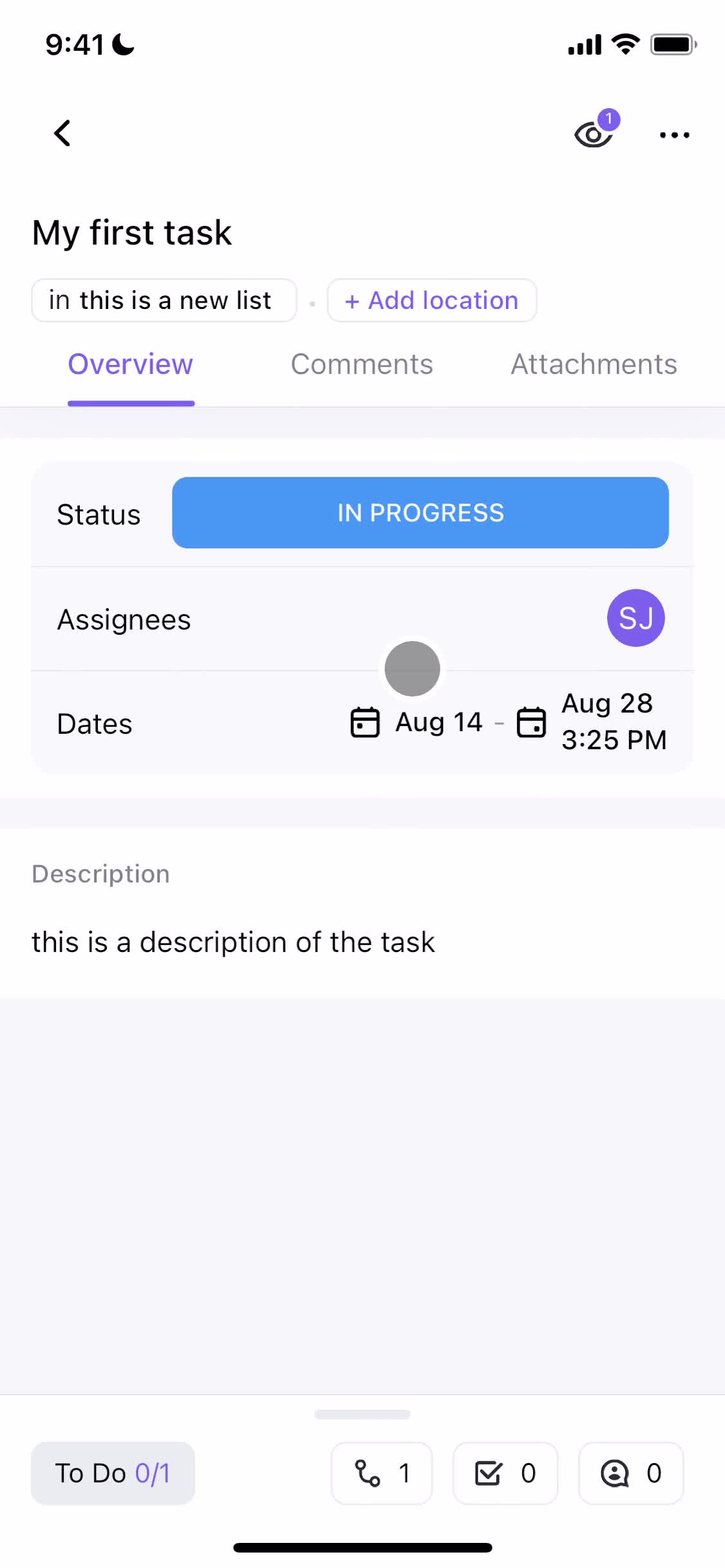 Tasks screenshot