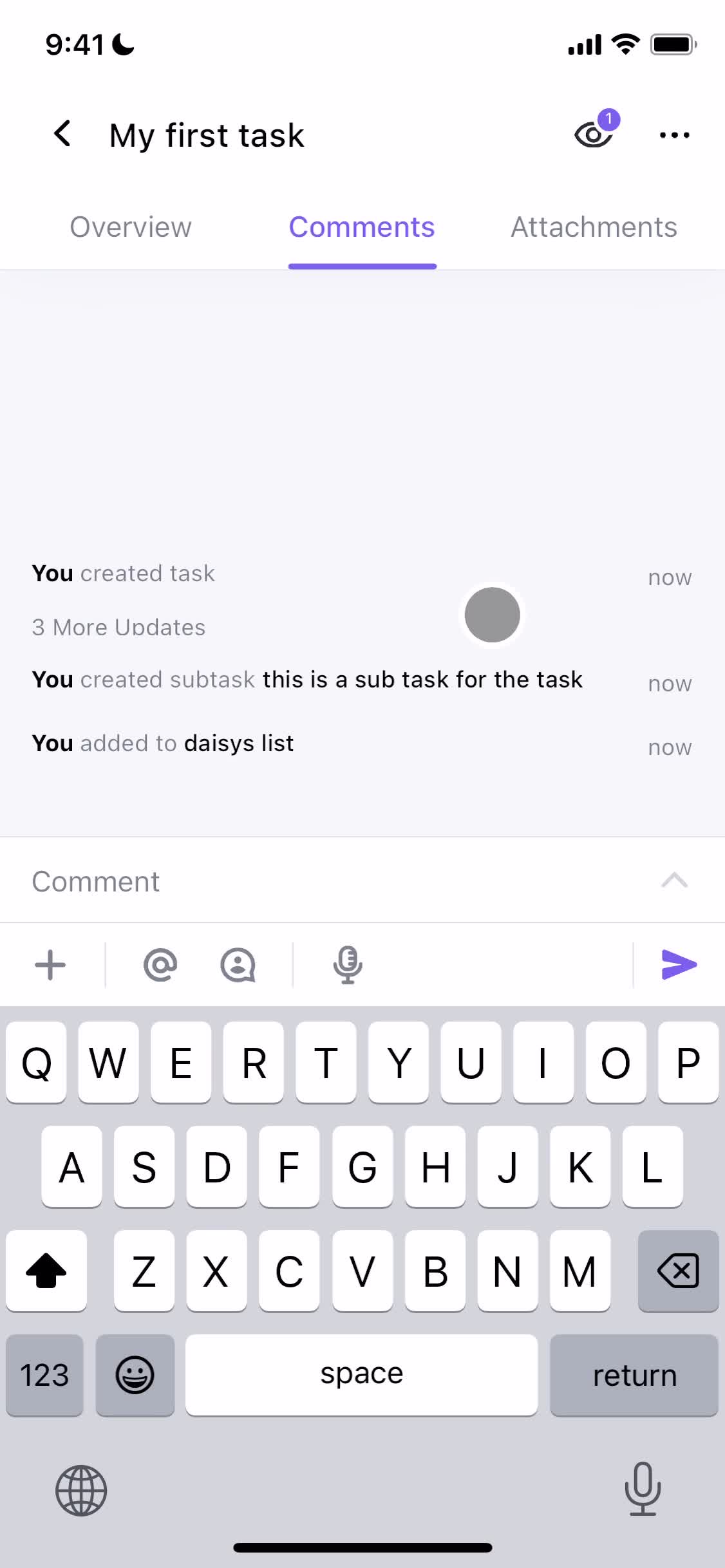 Tasks screenshot