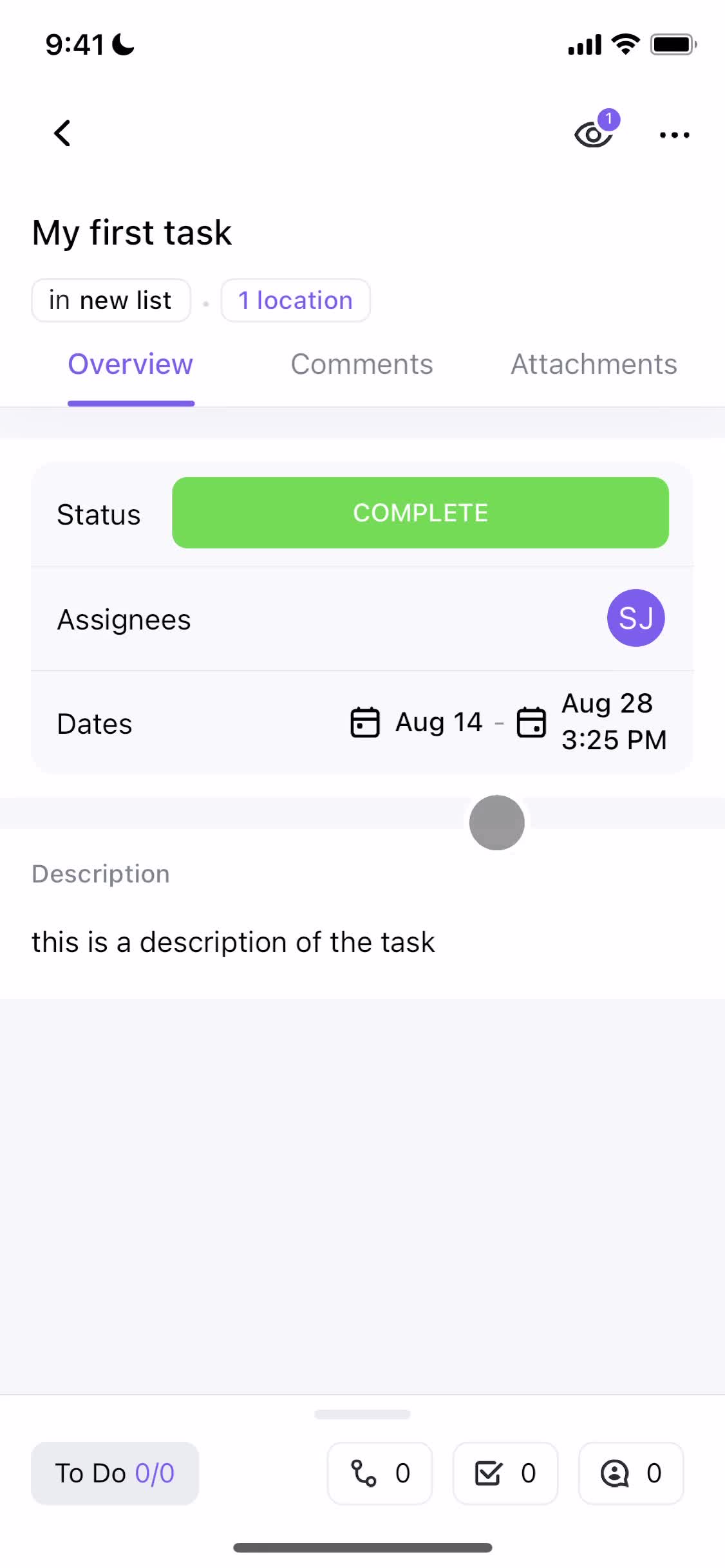 Tasks screenshot