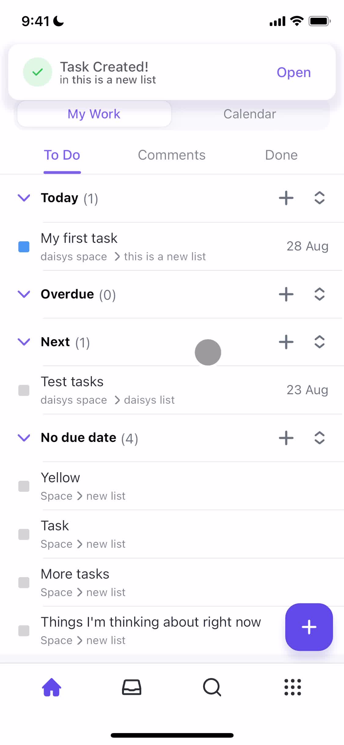 Tasks screenshot