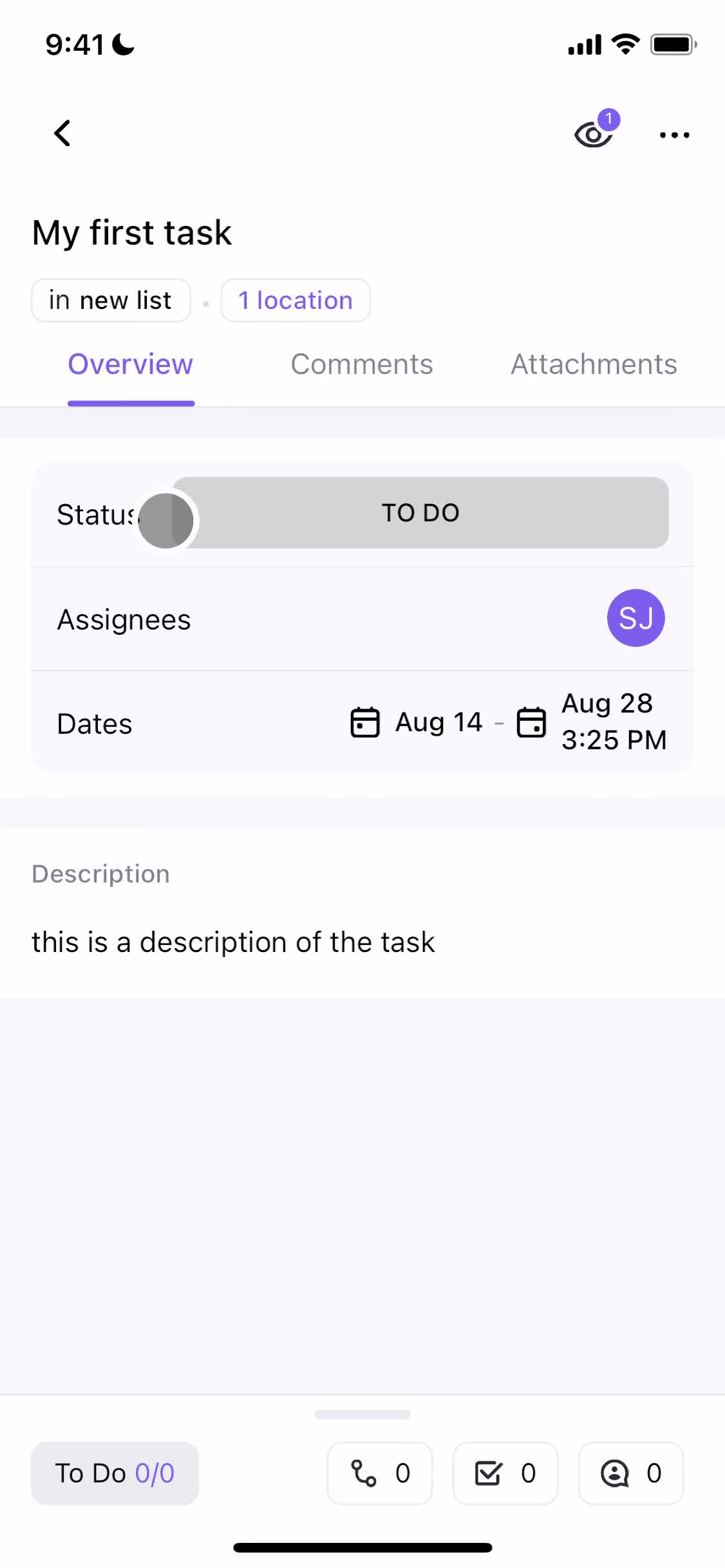 Tasks screenshot