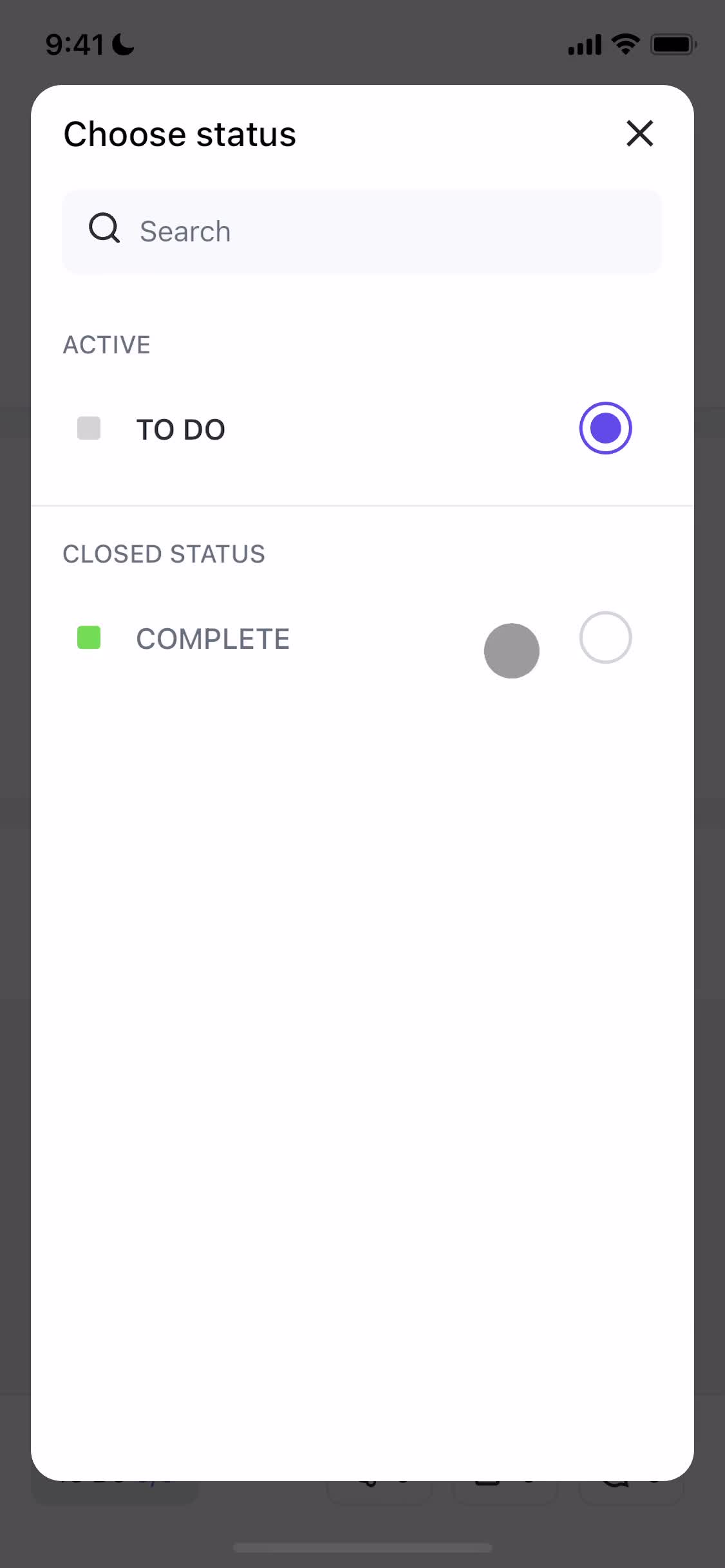 Tasks screenshot