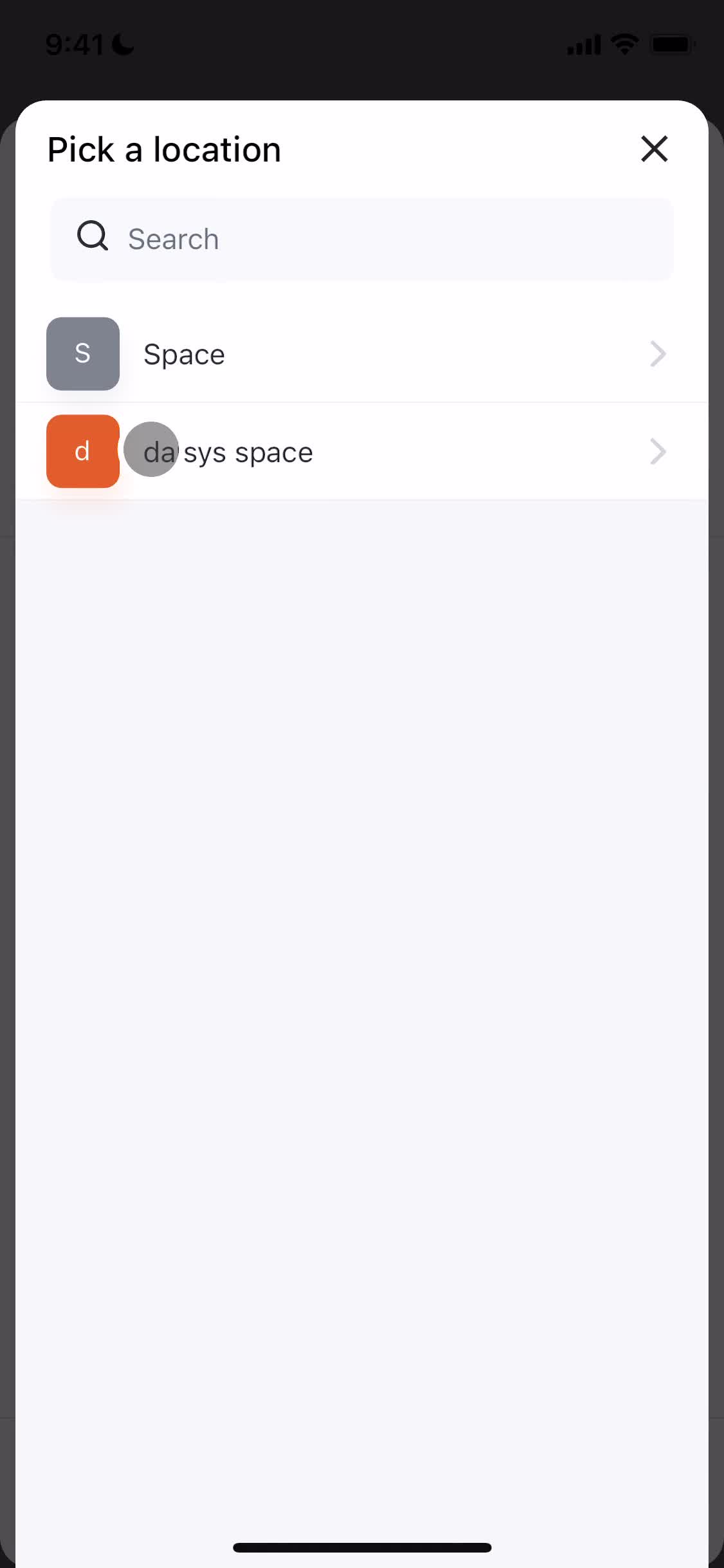 Screenshot of Set location on Tasks on ClickUp user flow