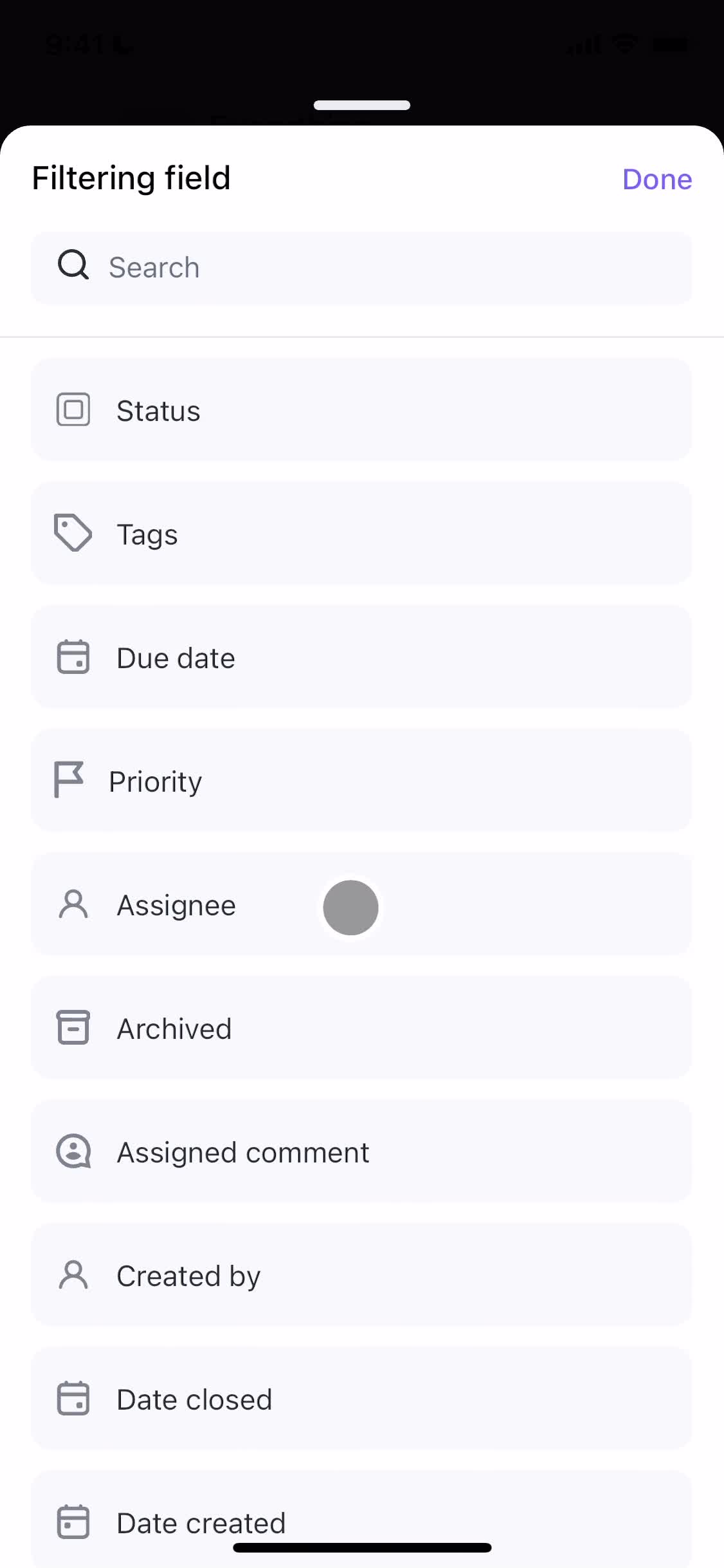 Tasks screenshot