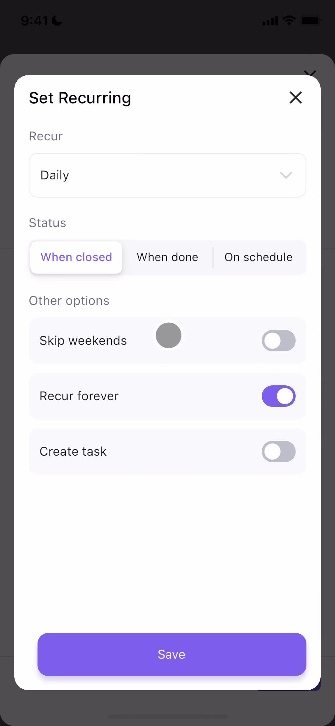 Tasks screenshot