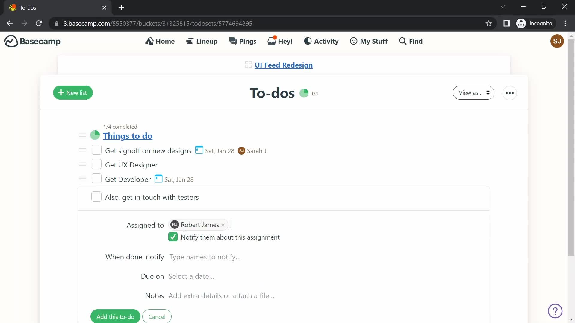 Tasks screenshot