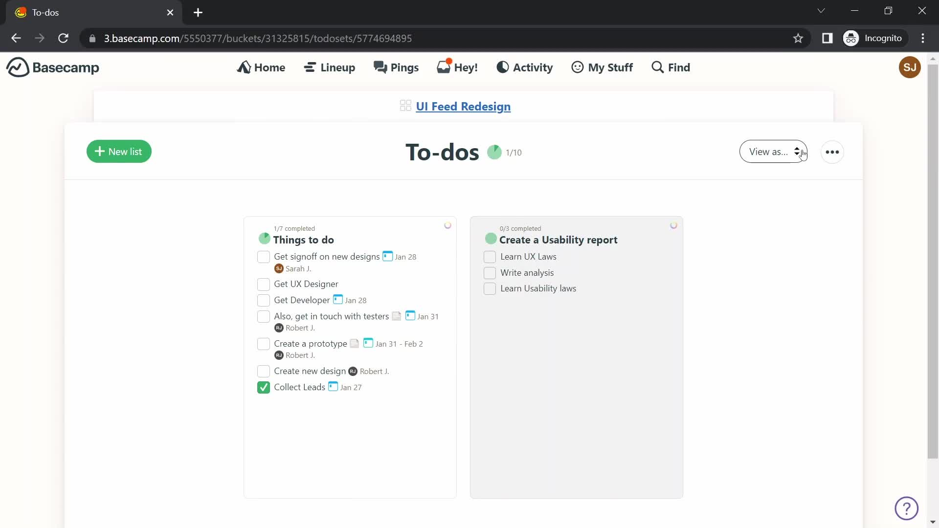 Tasks screenshot