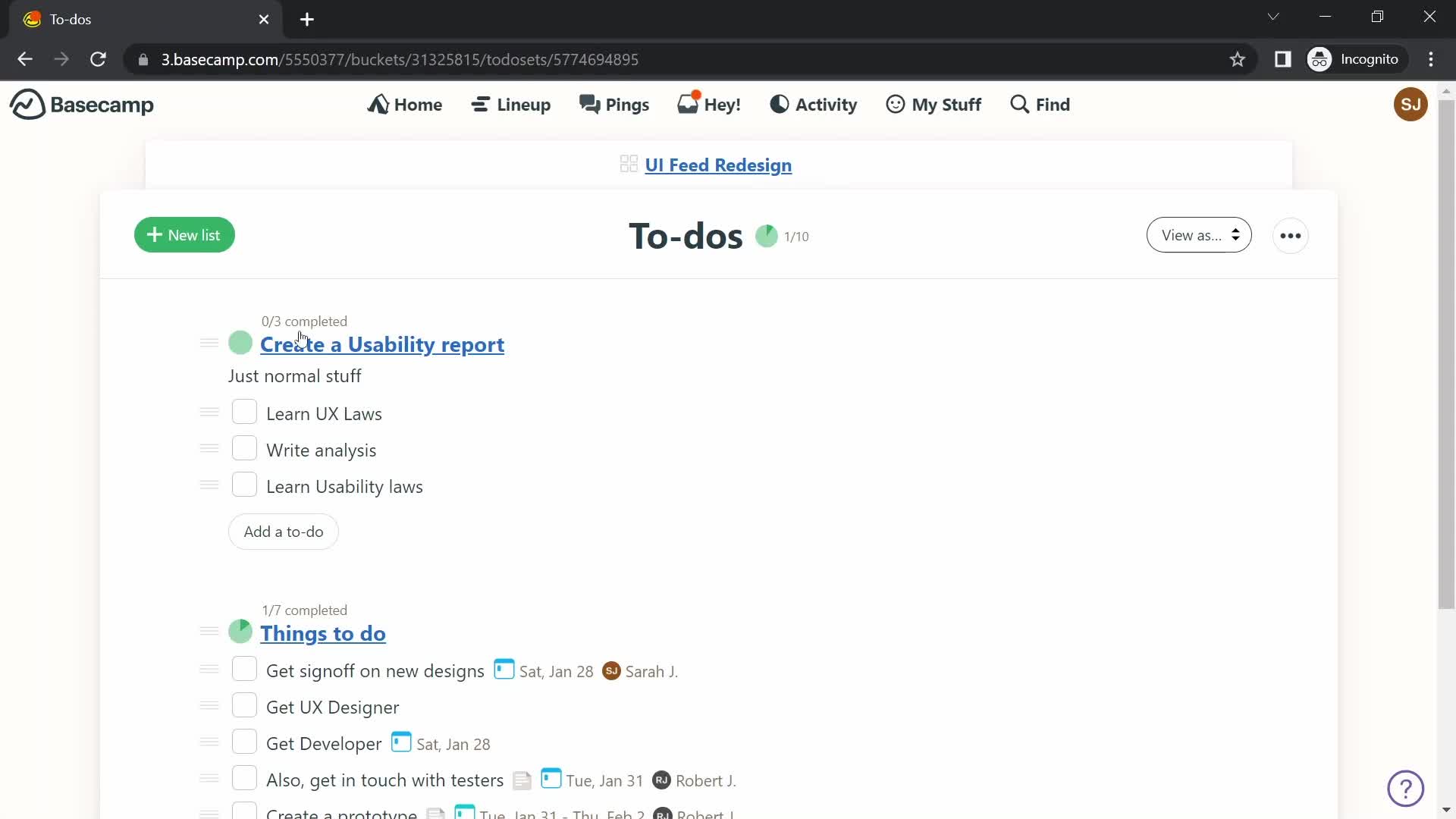 Tasks screenshot