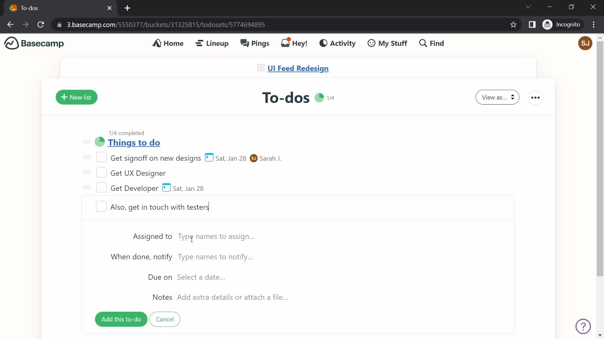 Tasks screenshot