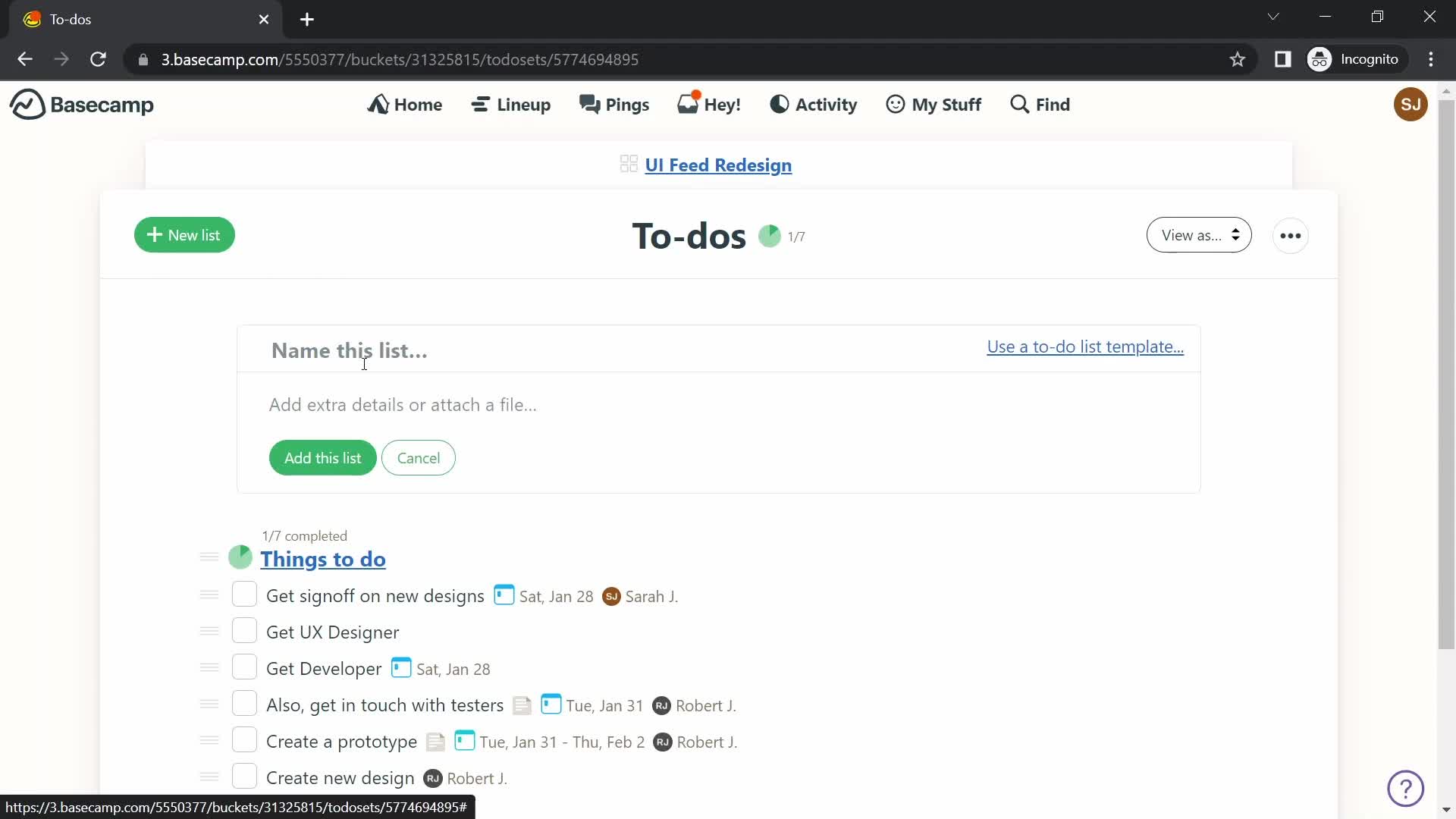 Tasks screenshot