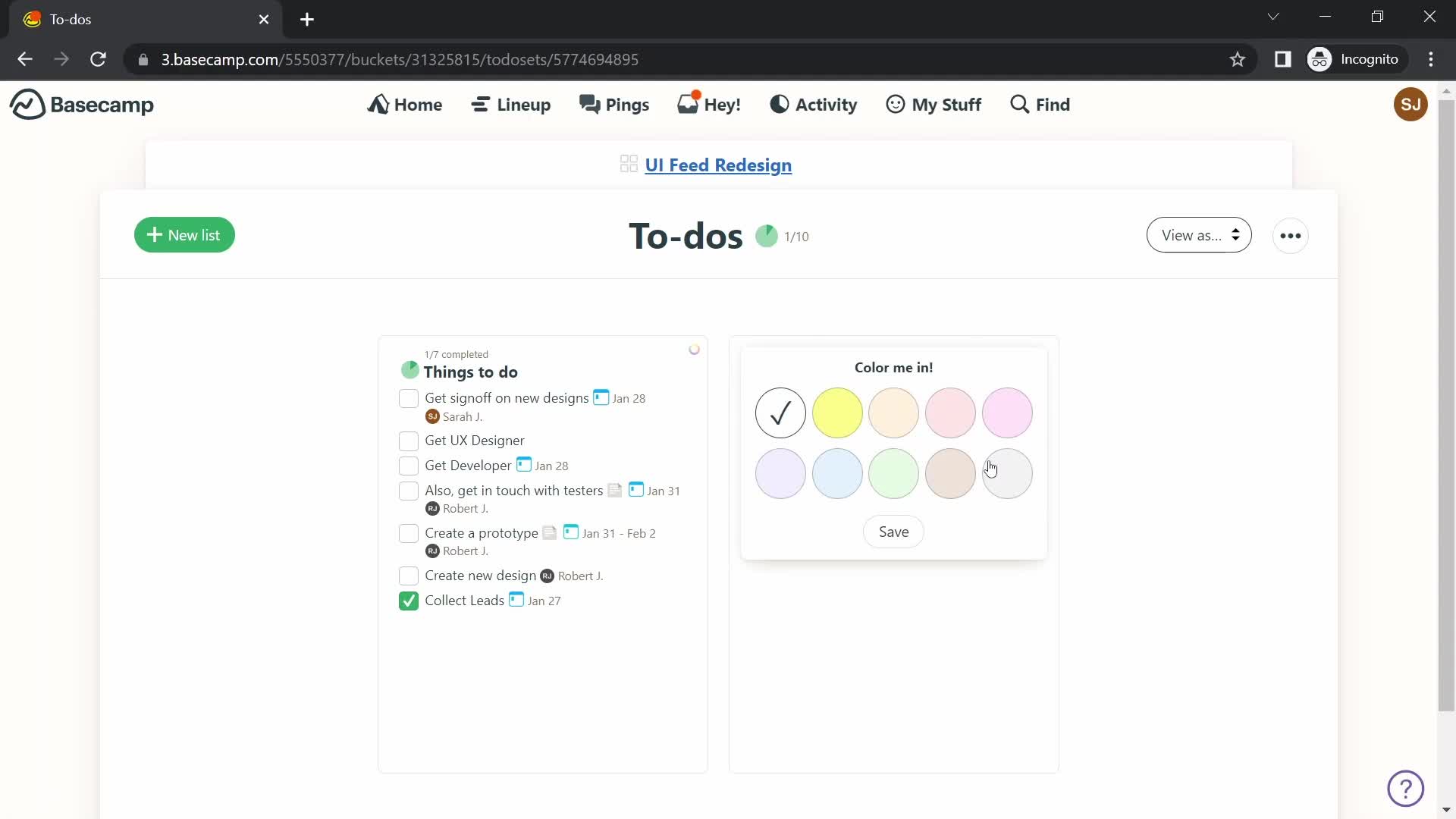 Tasks screenshot