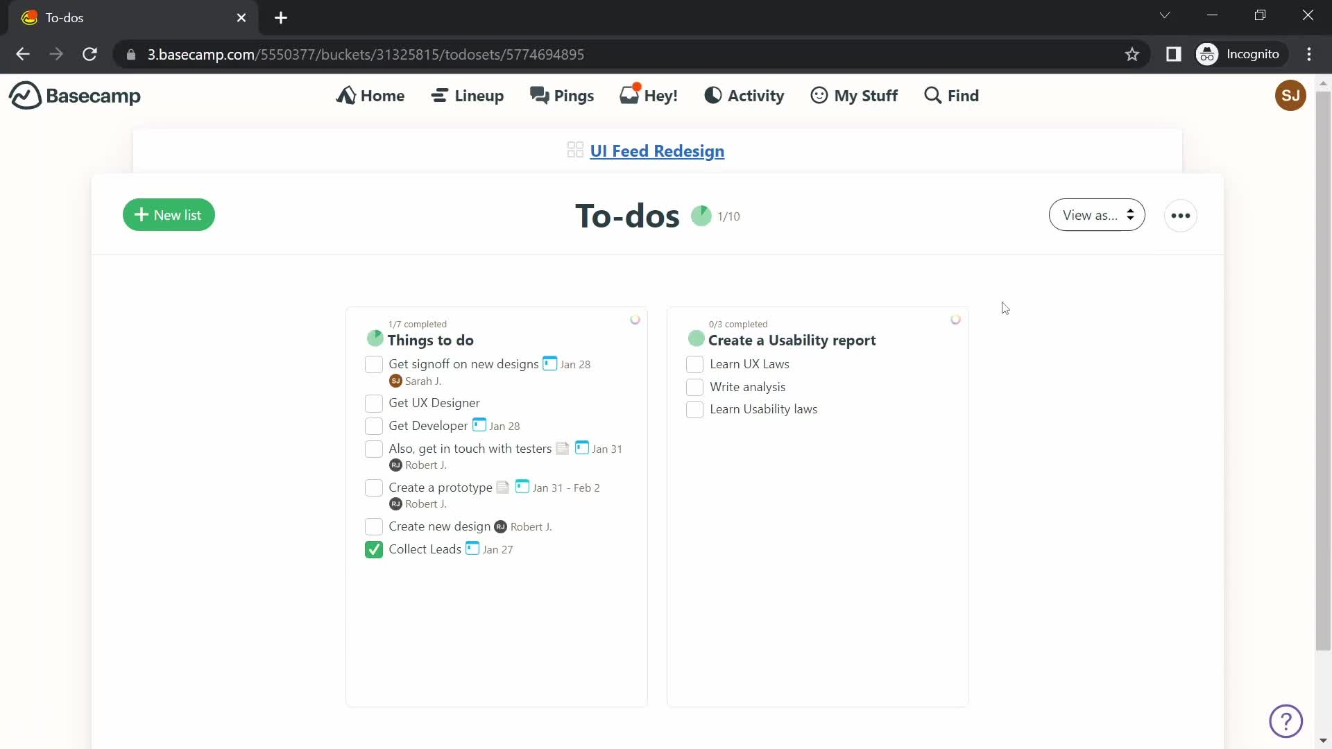 Tasks screenshot