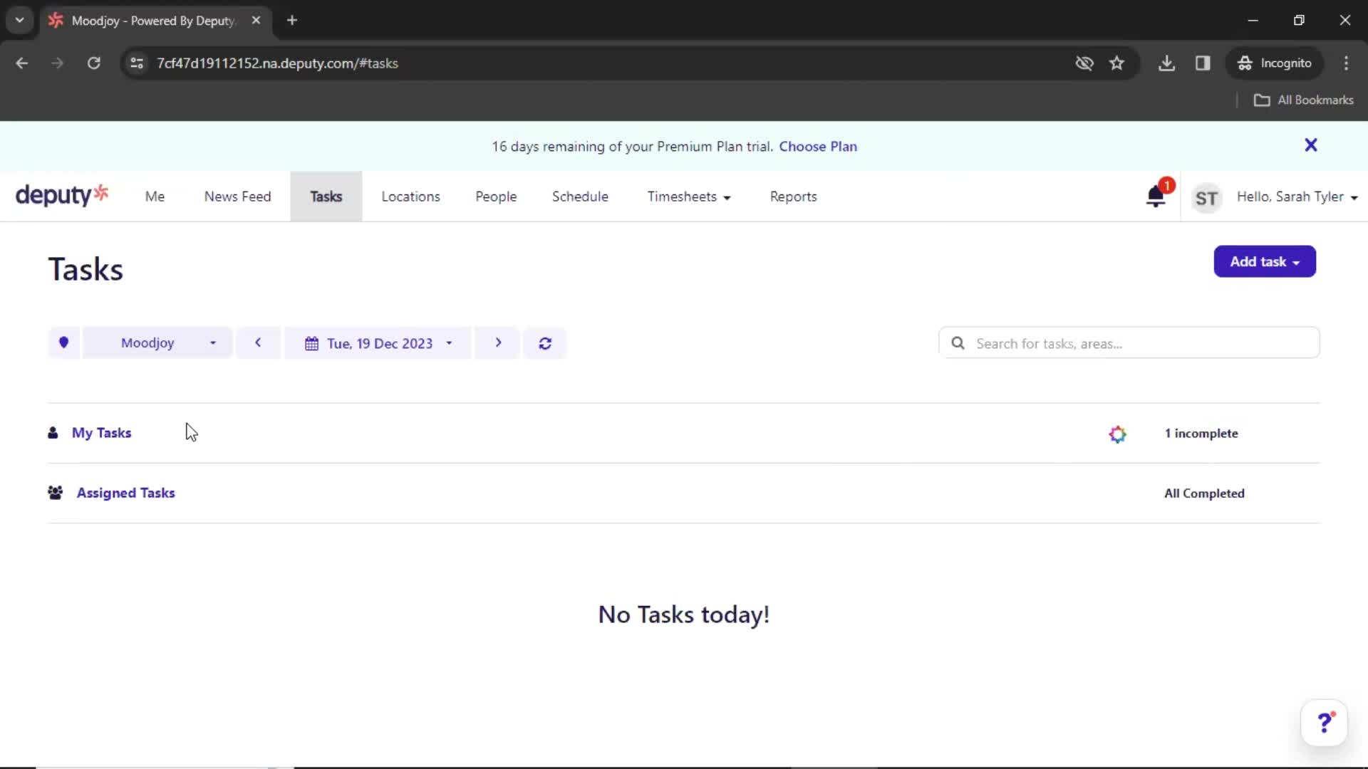 Tasks screenshot