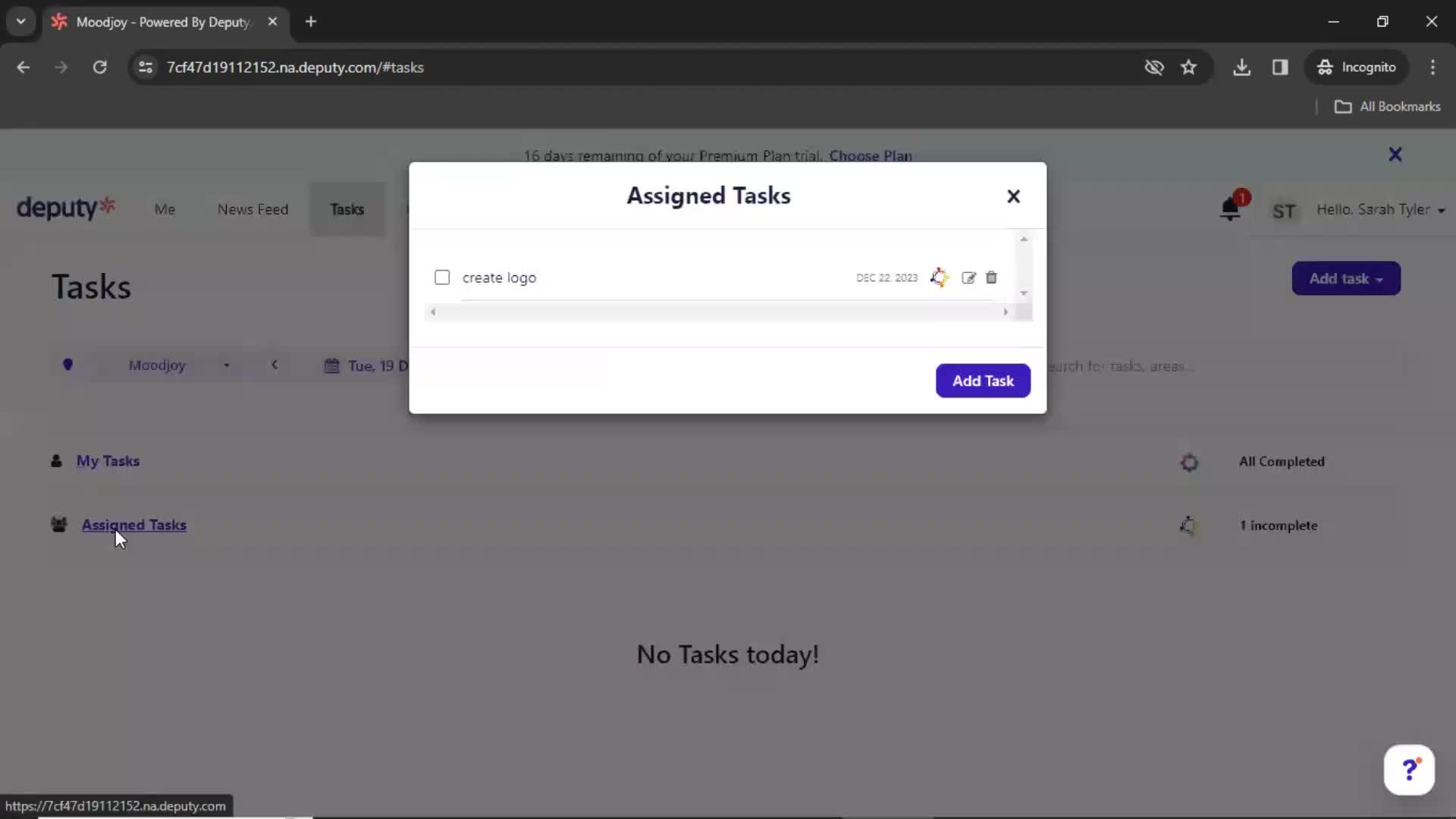 Tasks screenshot